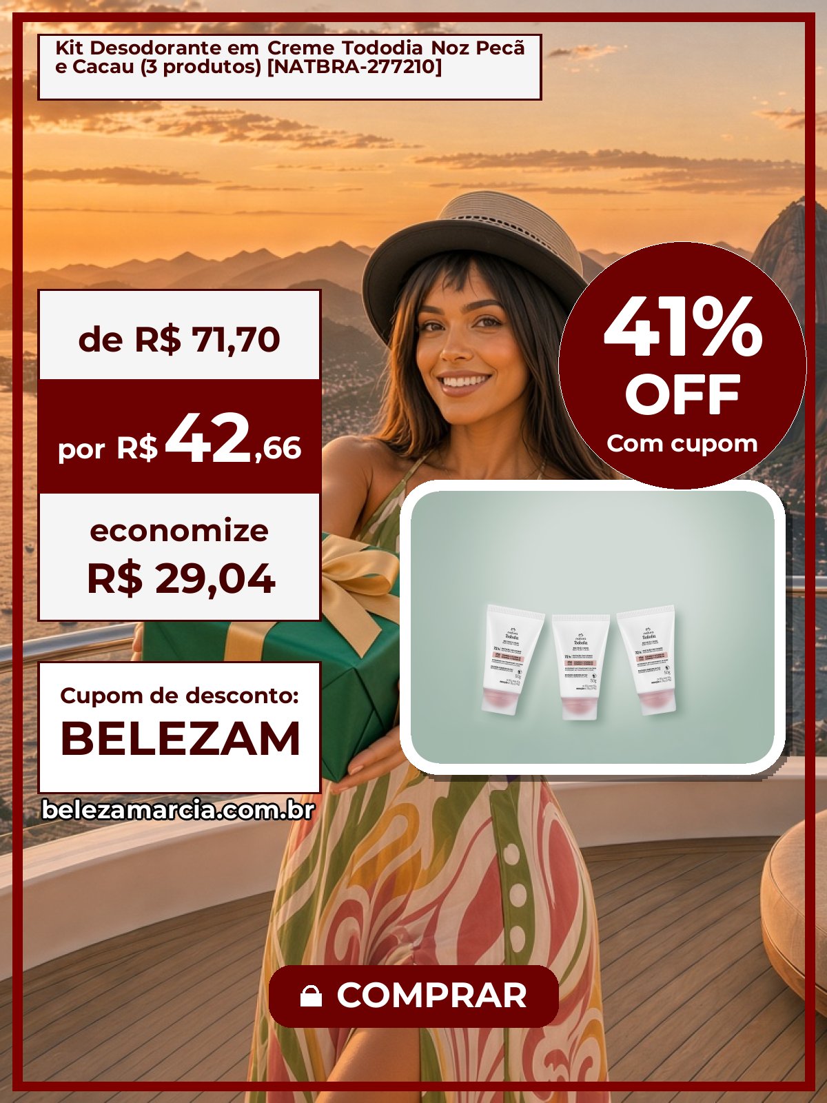 Kit Desodorante em Creme Tododia Noz Pecã e Cacau (3 produtos) [NATBRA-277210]