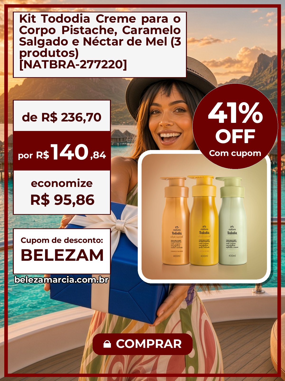 Kit Tododia Creme para o Corpo Pistache, Caramelo Salgado e Néctar de Mel (3 produtos) [NATBRA-277220]