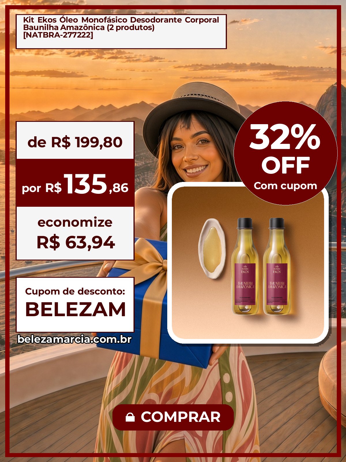 Kit Ekos Óleo Monofásico Desodorante Corporal Baunilha Amazônica (2 produtos) [NATBRA-277222]
