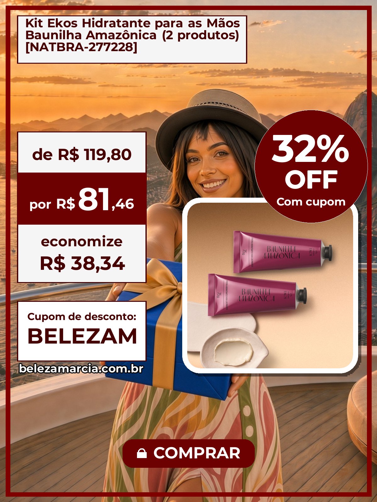 Kit Ekos Hidratante para as Mãos Baunilha Amazônica (2 produtos) [NATBRA-277228]