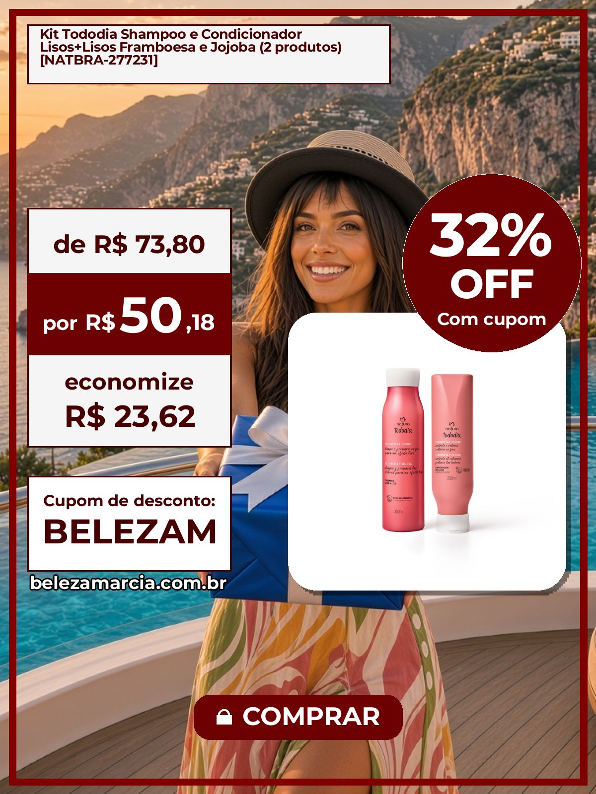 Kit Tododia Shampoo e Condicionador Lisos+Lisos Framboesa e Jojoba (2 produtos) [NATBRA-277231]
