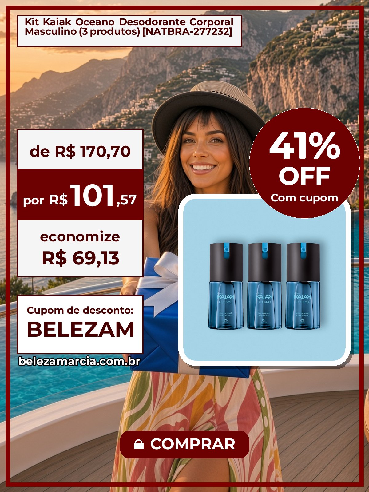 Kit Kaiak Oceano Desodorante Corporal Masculino (3 produtos) [NATBRA-277232]