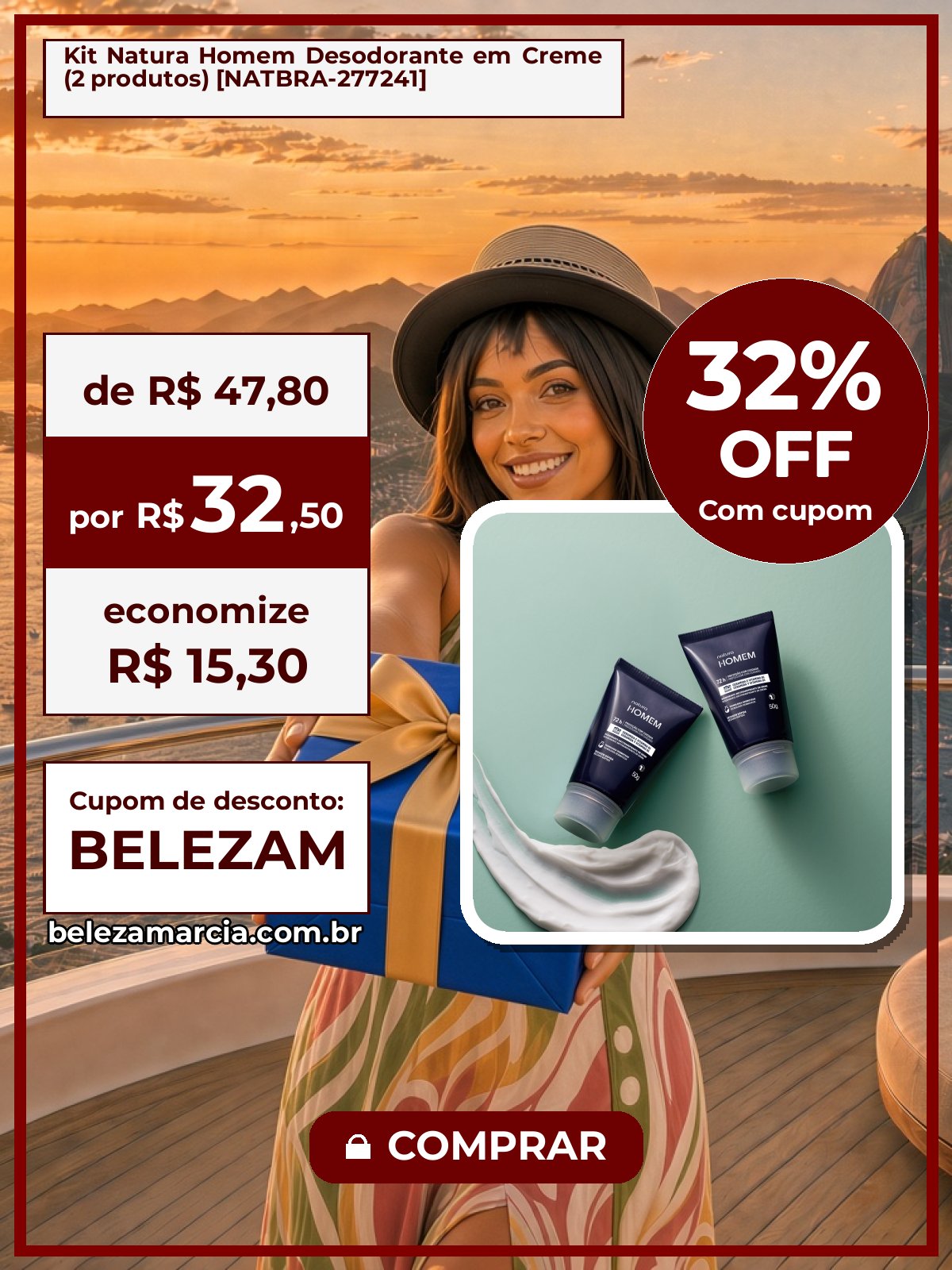 Kit Natura Homem Desodorante em Creme (2 produtos) [NATBRA-277241]