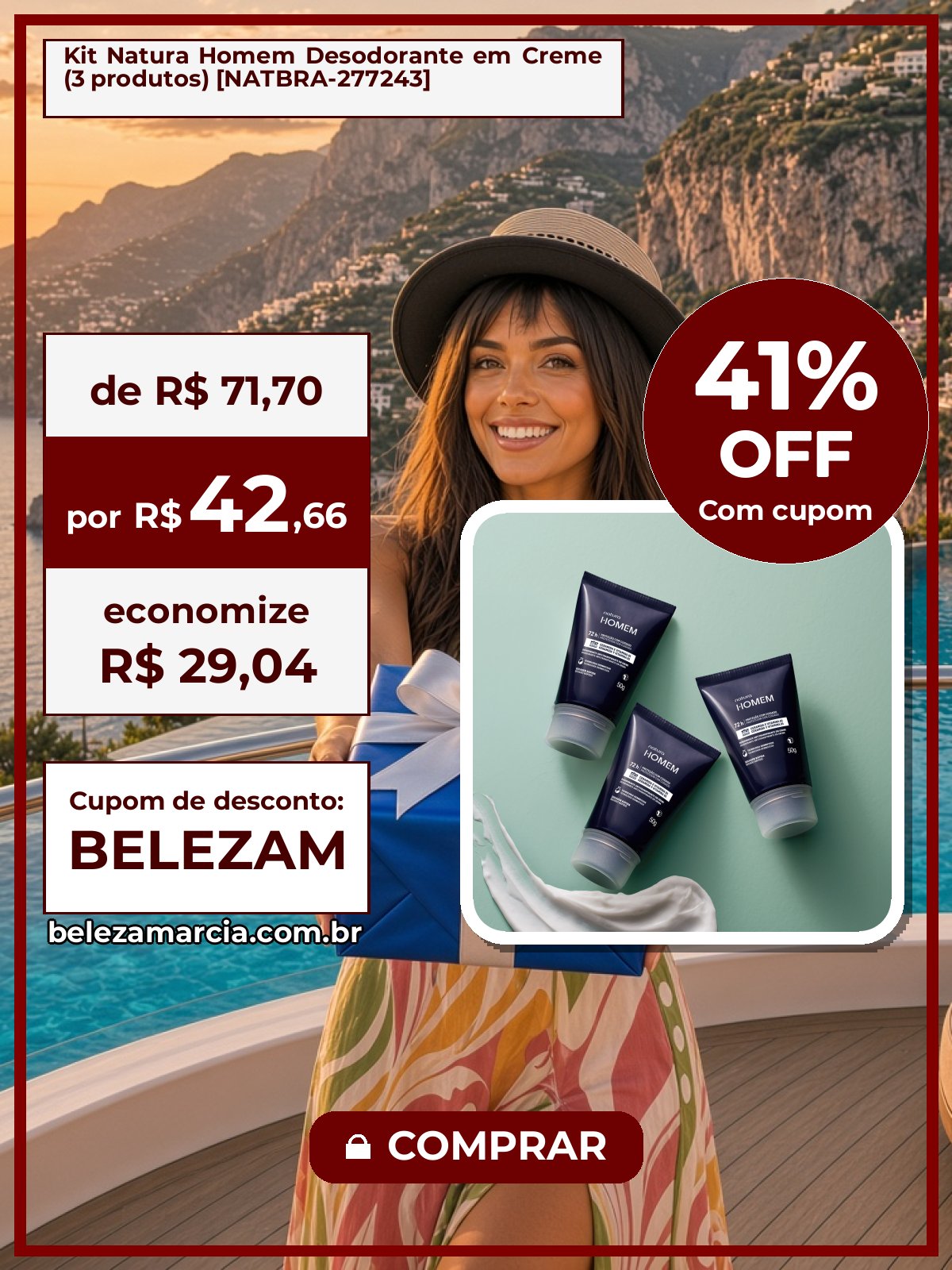 Kit Natura Homem Desodorante em Creme (3 produtos) [NATBRA-277243]