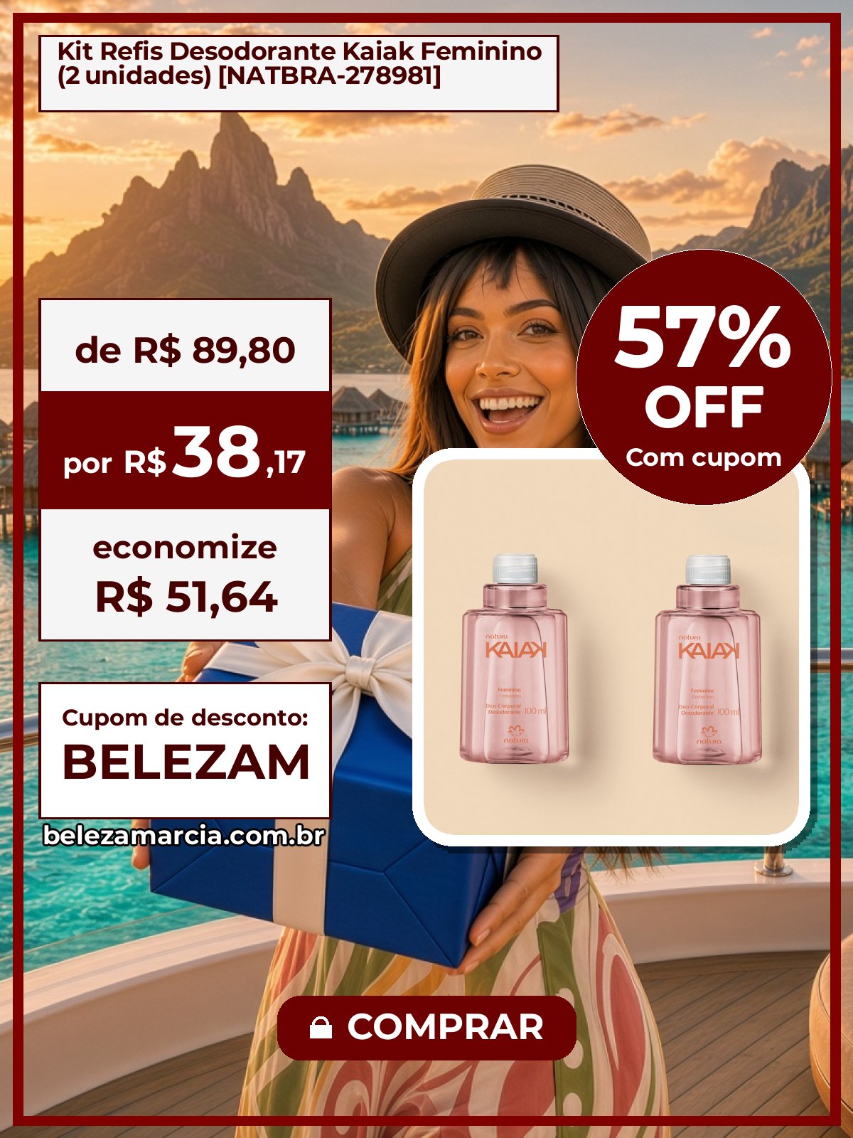 Kit Refis Desodorante Kaiak Feminino (2 unidades) [NATBRA-278981]