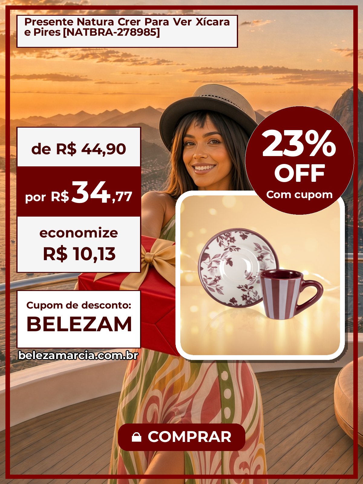 Presente Natura Crer Para Ver Xícara e Pires [NATBRA-278985]