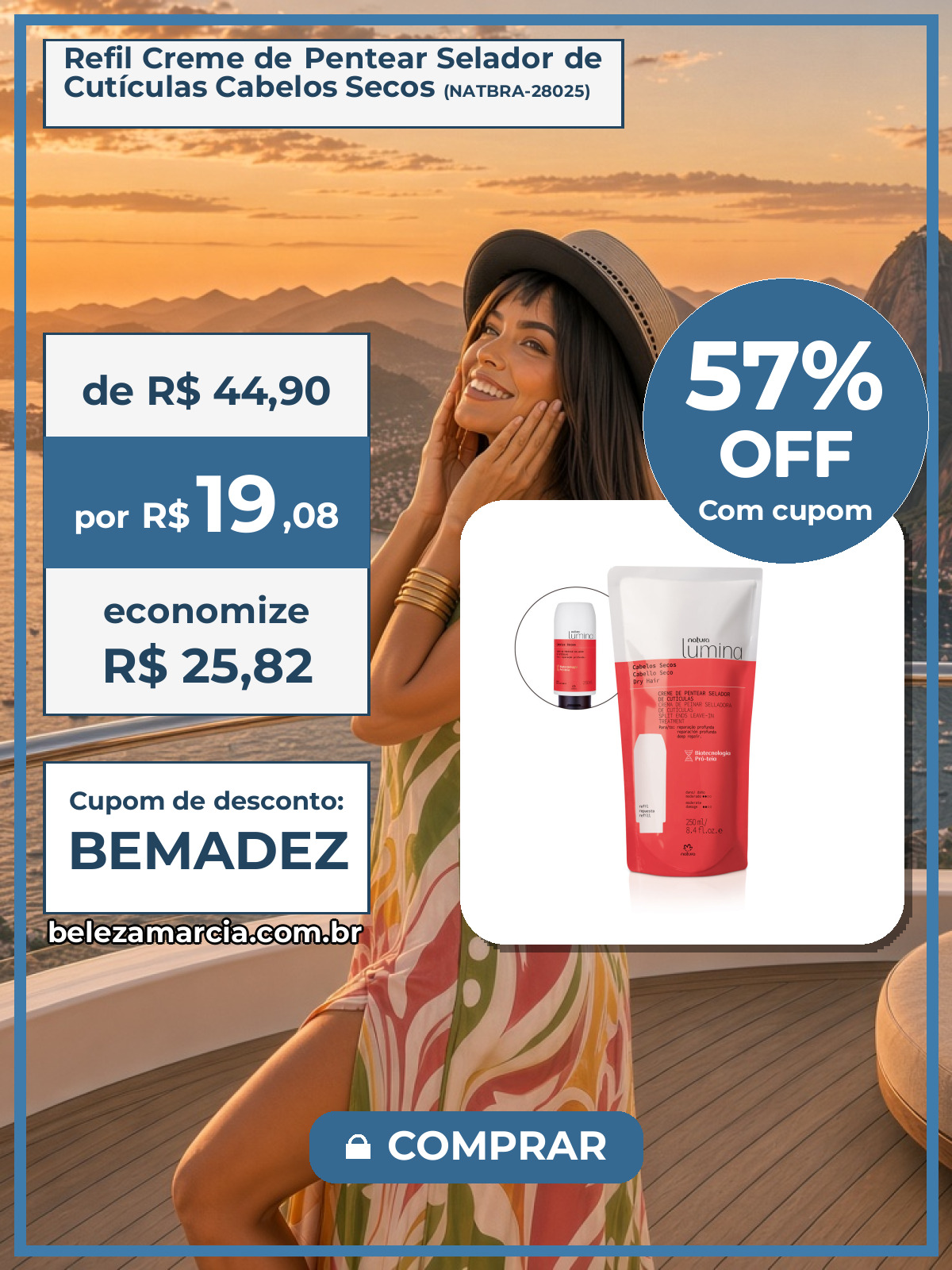 Refil Creme de Pentear Selador de Cutículas Cabelos Secos