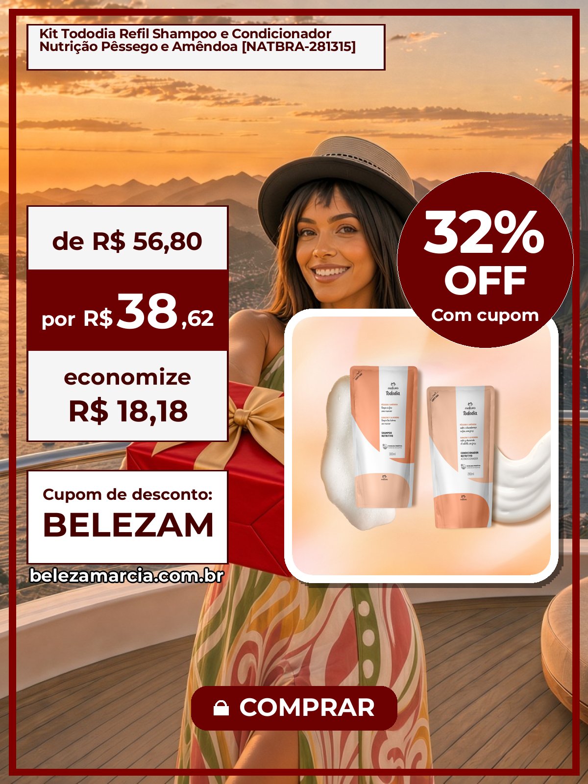 Kit Tododia Refil Shampoo e Condicionador Nutrição Pêssego e Amêndoa [NATBRA-281315]