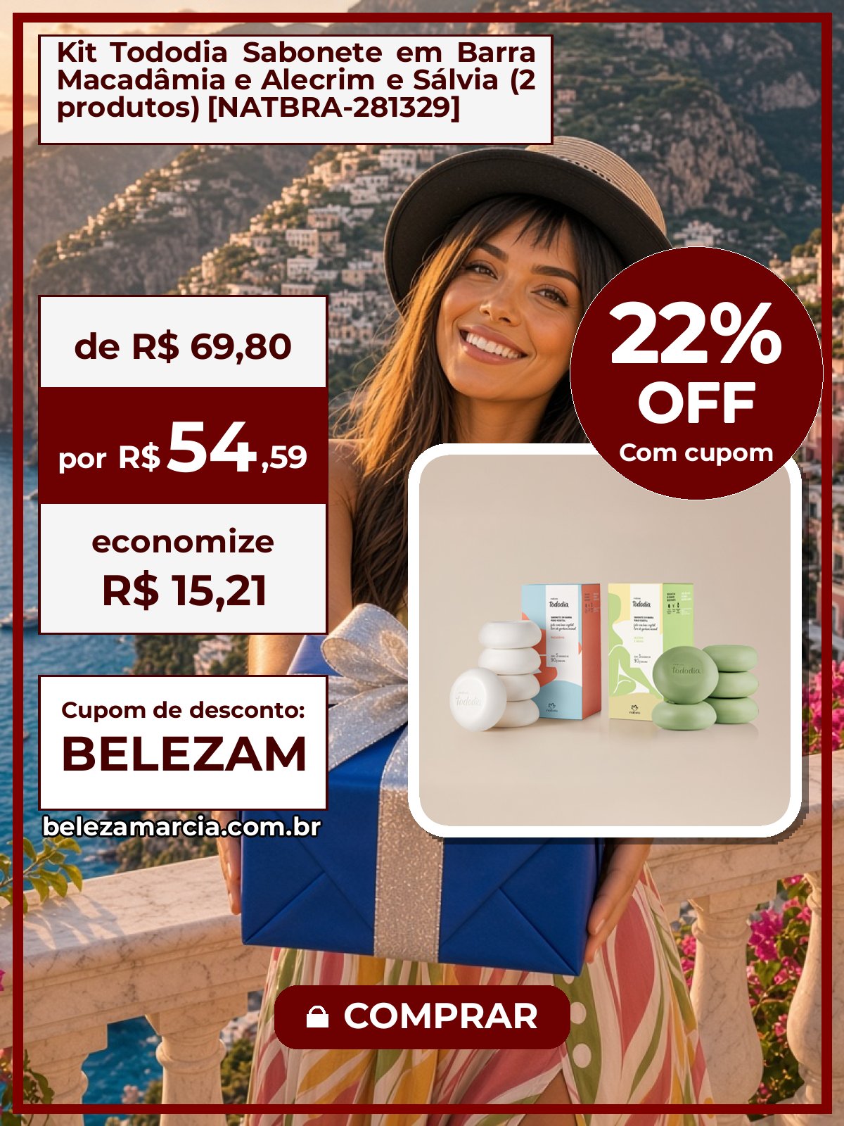 Kit Tododia Sabonete em Barra Macadâmia e Alecrim e Sálvia (2 produtos) [NATBRA-281329]
