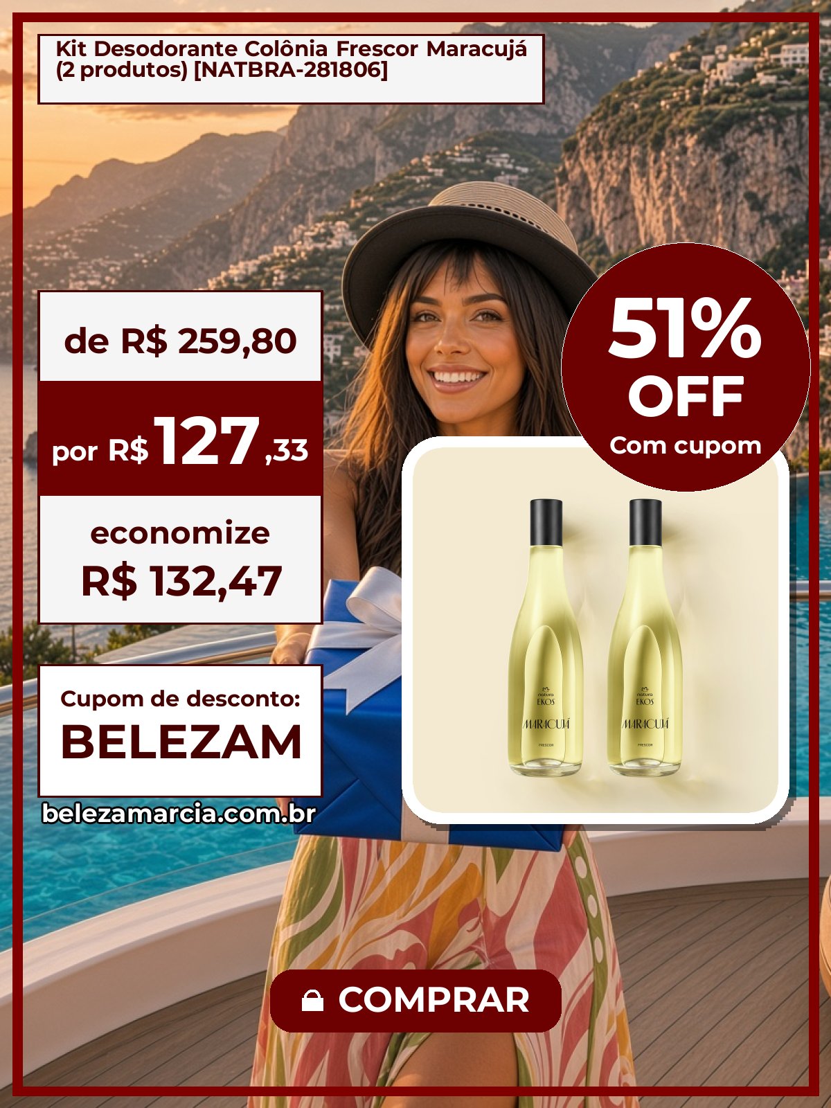 Kit Desodorante Colônia Frescor Maracujá (2 produtos) [NATBRA-281806]
