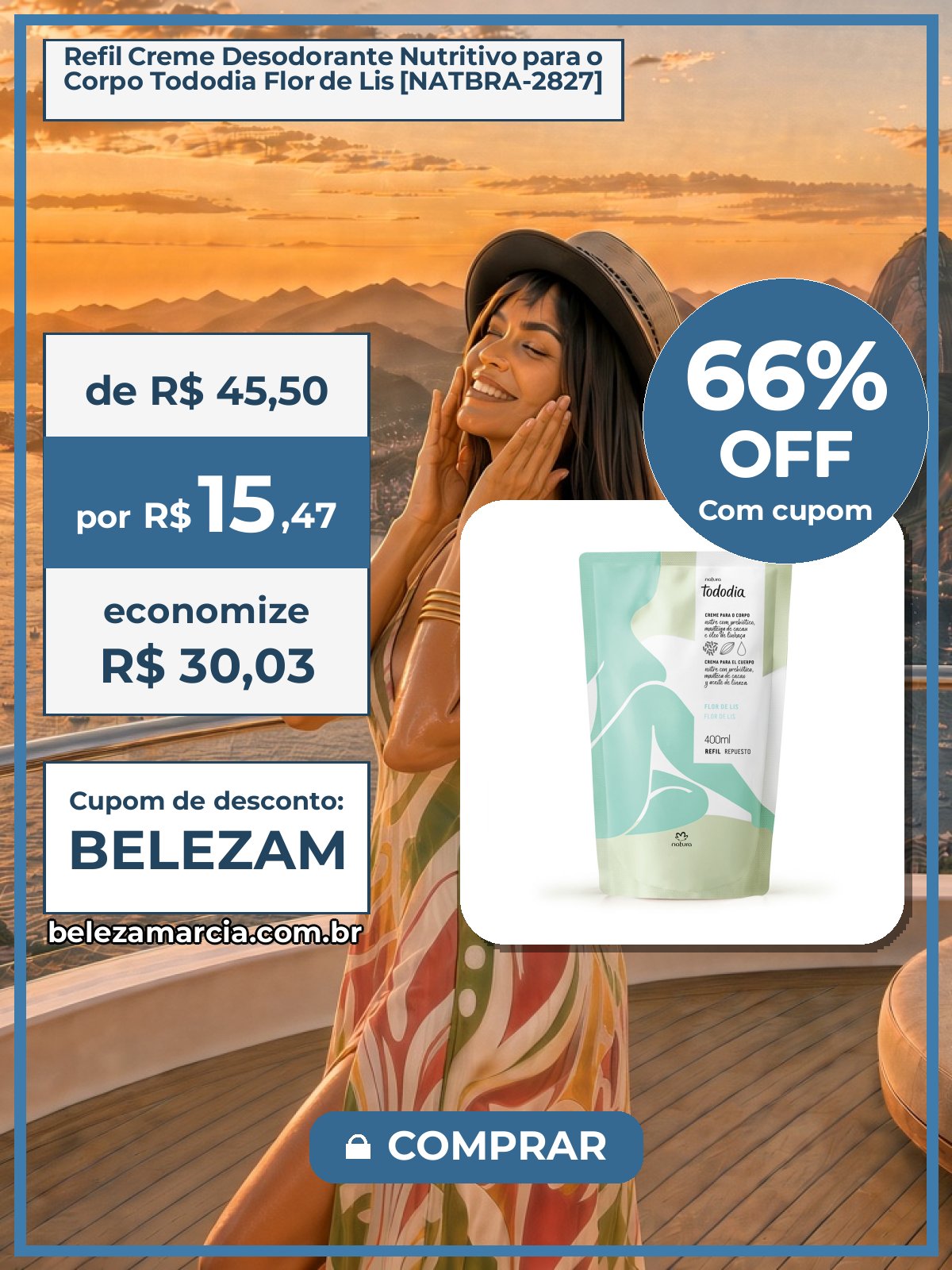 Refil Creme Desodorante Nutritivo para o Corpo Tododia Flor de Lis [NATBRA-2827]