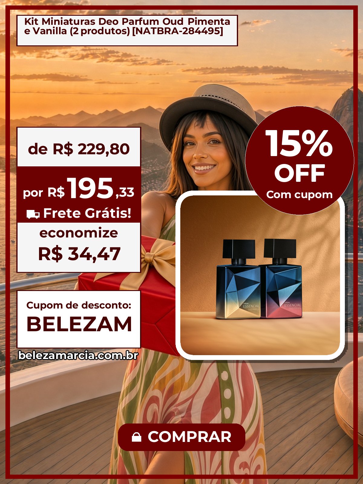 Kit Miniaturas Deo Parfum Oud Pimenta e Vanilla (2 produtos) [NATBRA-284495]