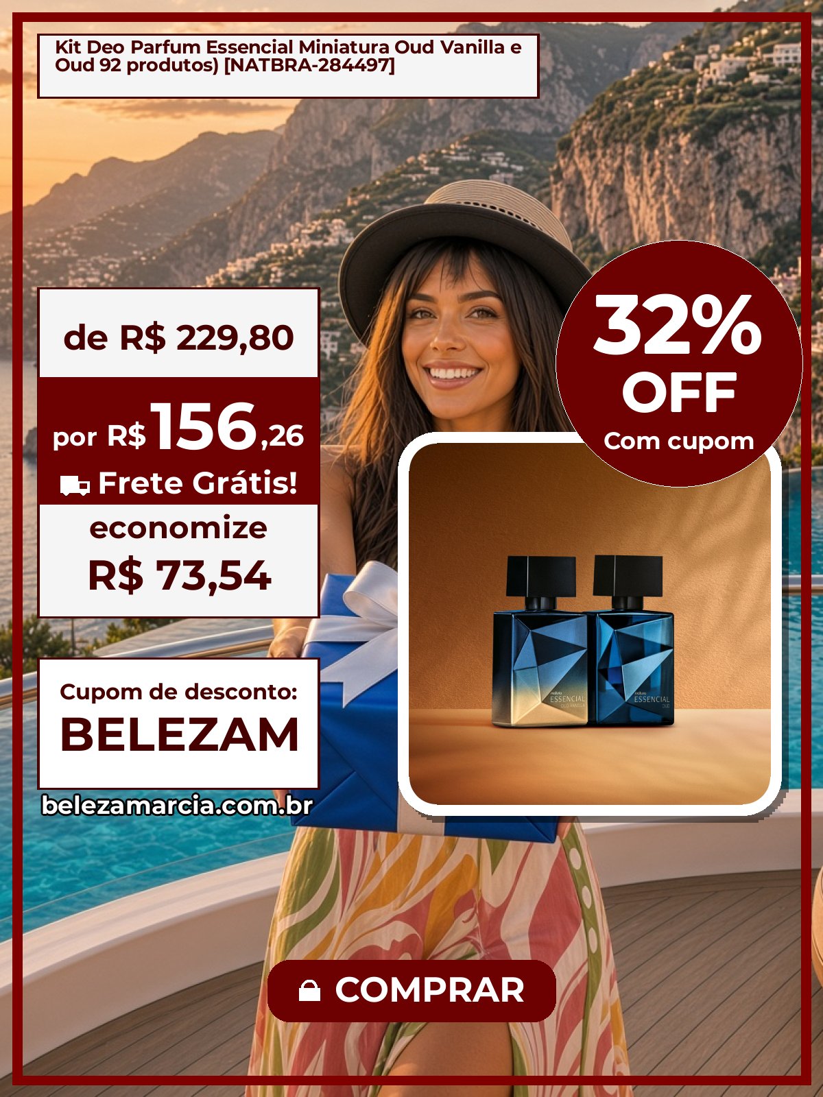 Kit Deo Parfum Essencial Miniatura Oud Vanilla e Oud 92 produtos) [NATBRA-284497]