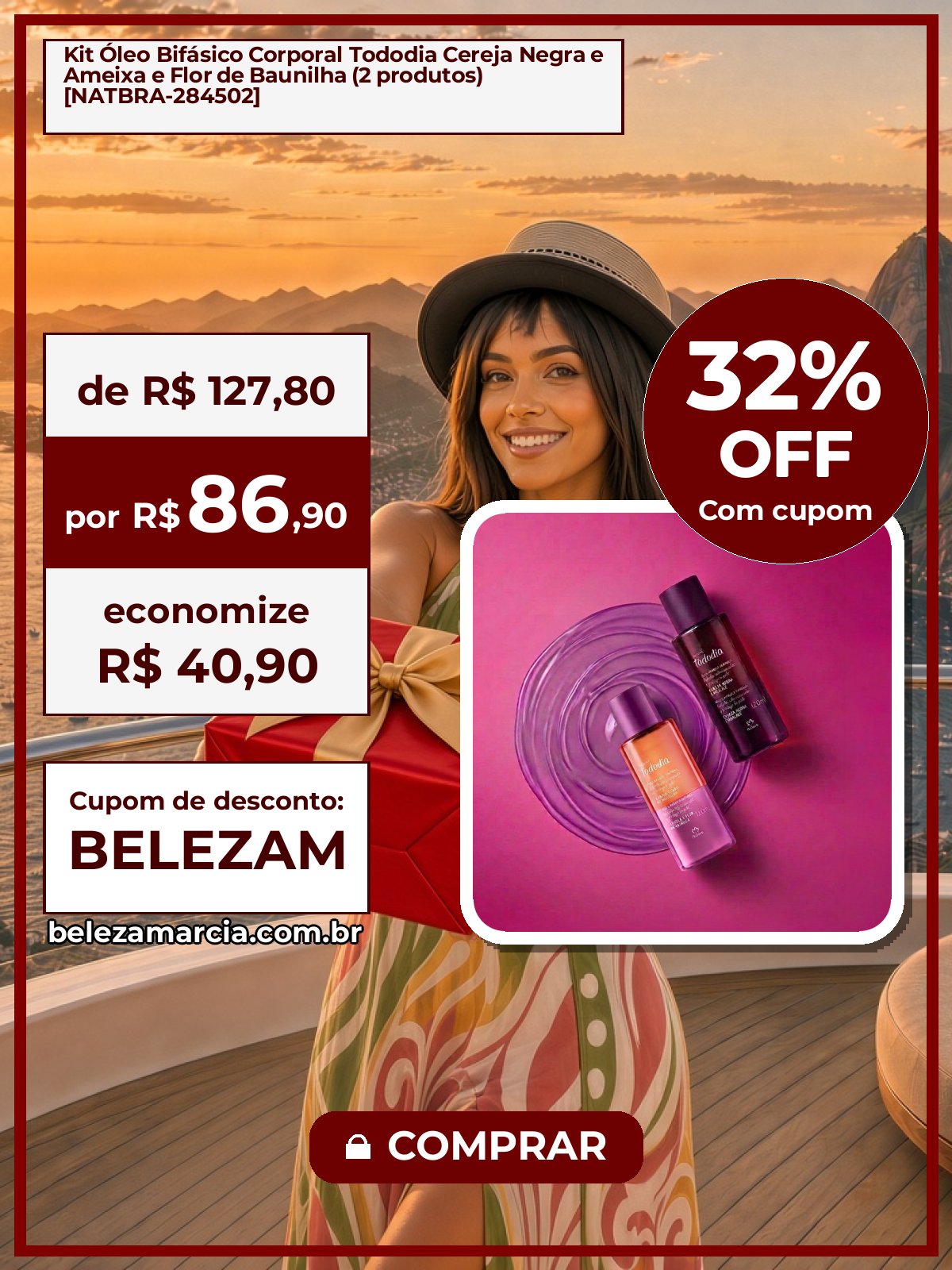 Kit Óleo Bifásico Corporal Tododia Cereja Negra e Ameixa e Flor de Baunilha (2 produtos) [NATBRA-284502]