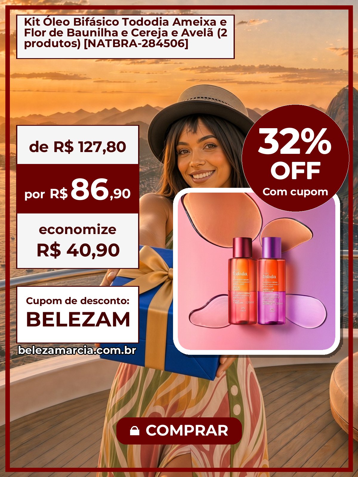Kit Óleo Bifásico Tododia Ameixa e Flor de Baunilha e Cereja e Avelã (2 produtos) [NATBRA-284506]