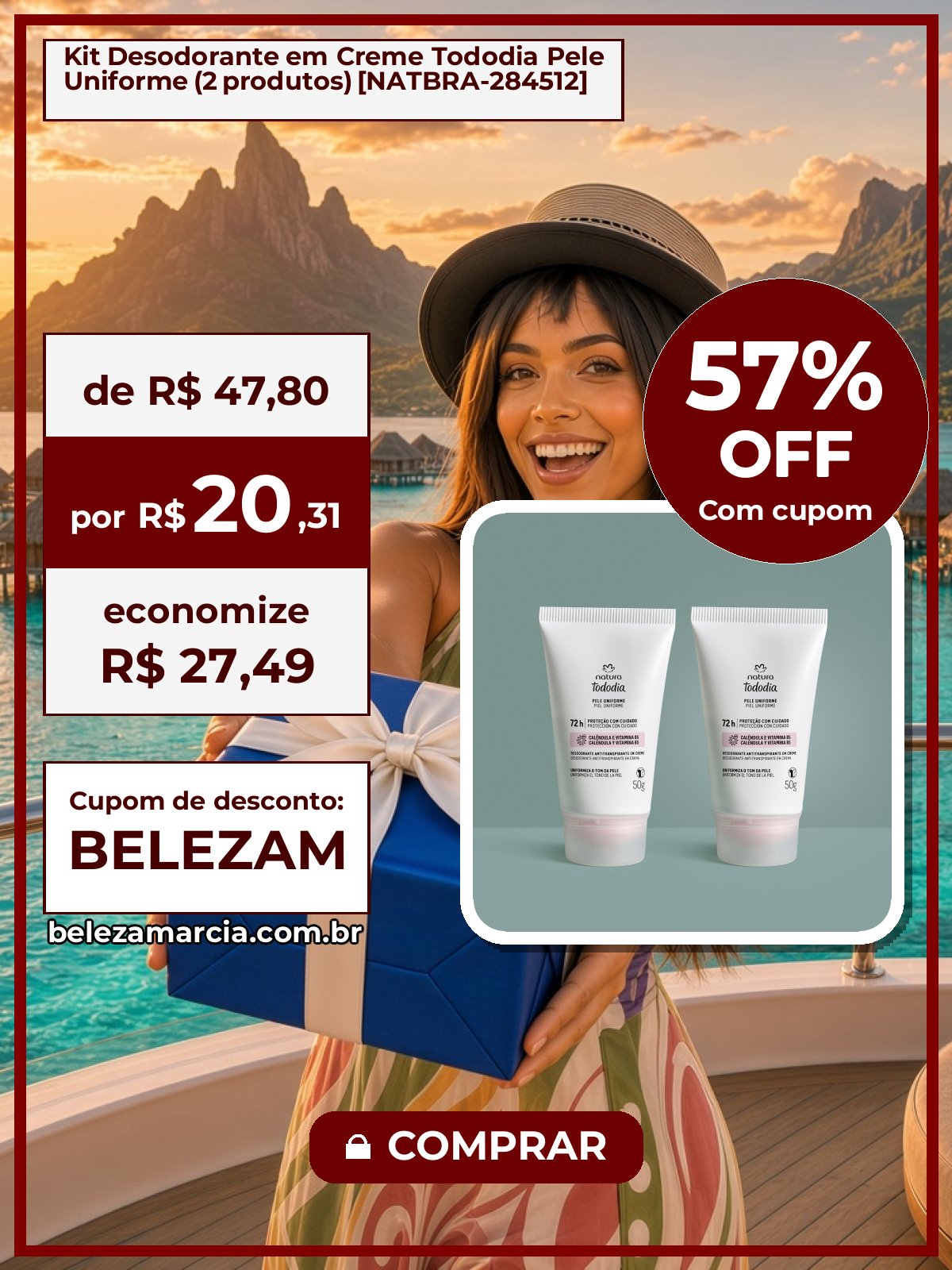 Kit Desodorante em Creme Tododia Pele Uniforme (2 produtos) [NATBRA-284512]