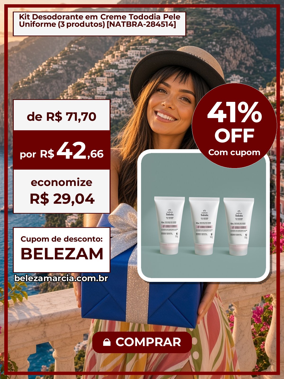 Kit Desodorante em Creme Tododia Pele Uniforme (3 produtos) [NATBRA-284514]
