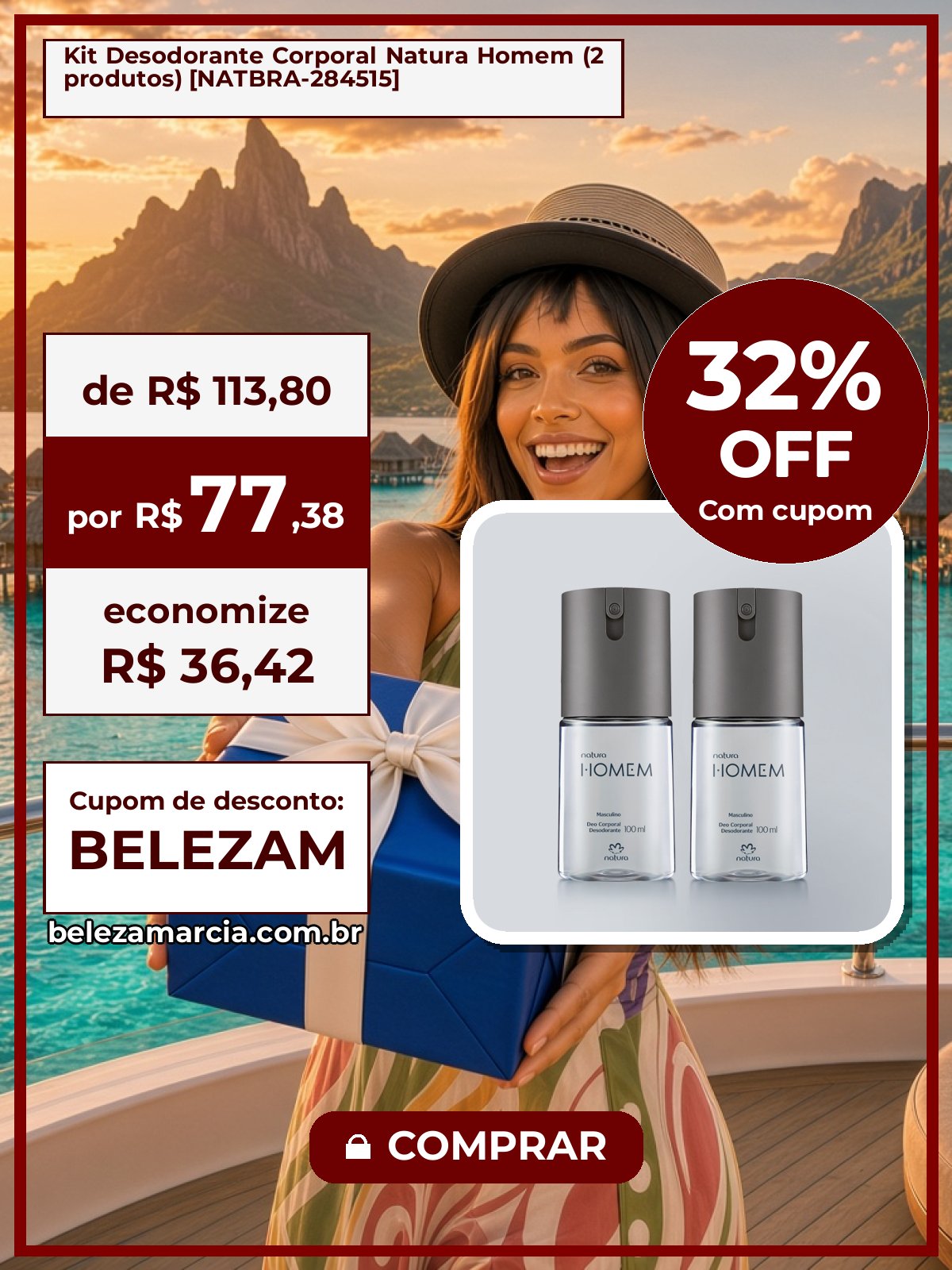 Kit Desodorante Corporal Natura Homem (2 produtos) [NATBRA-284515]