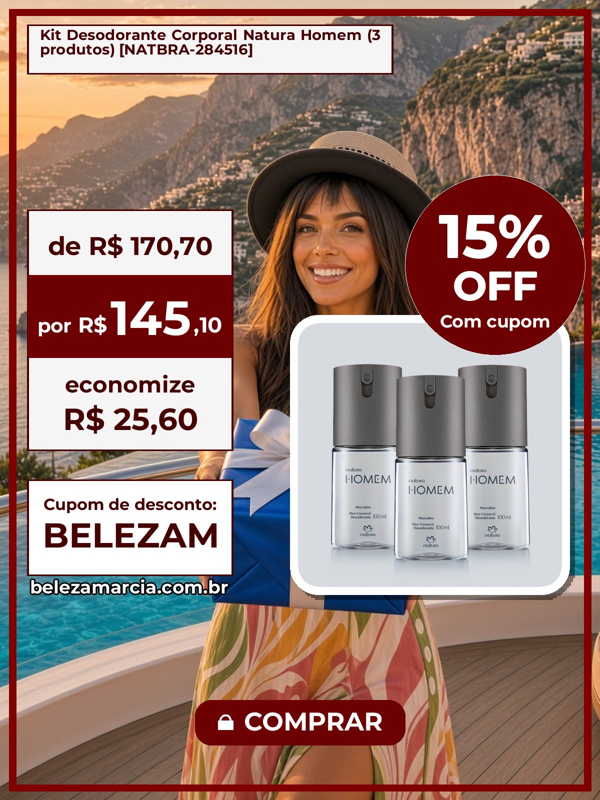 Kit Desodorante Corporal Natura Homem (3 produtos) [NATBRA-284516]