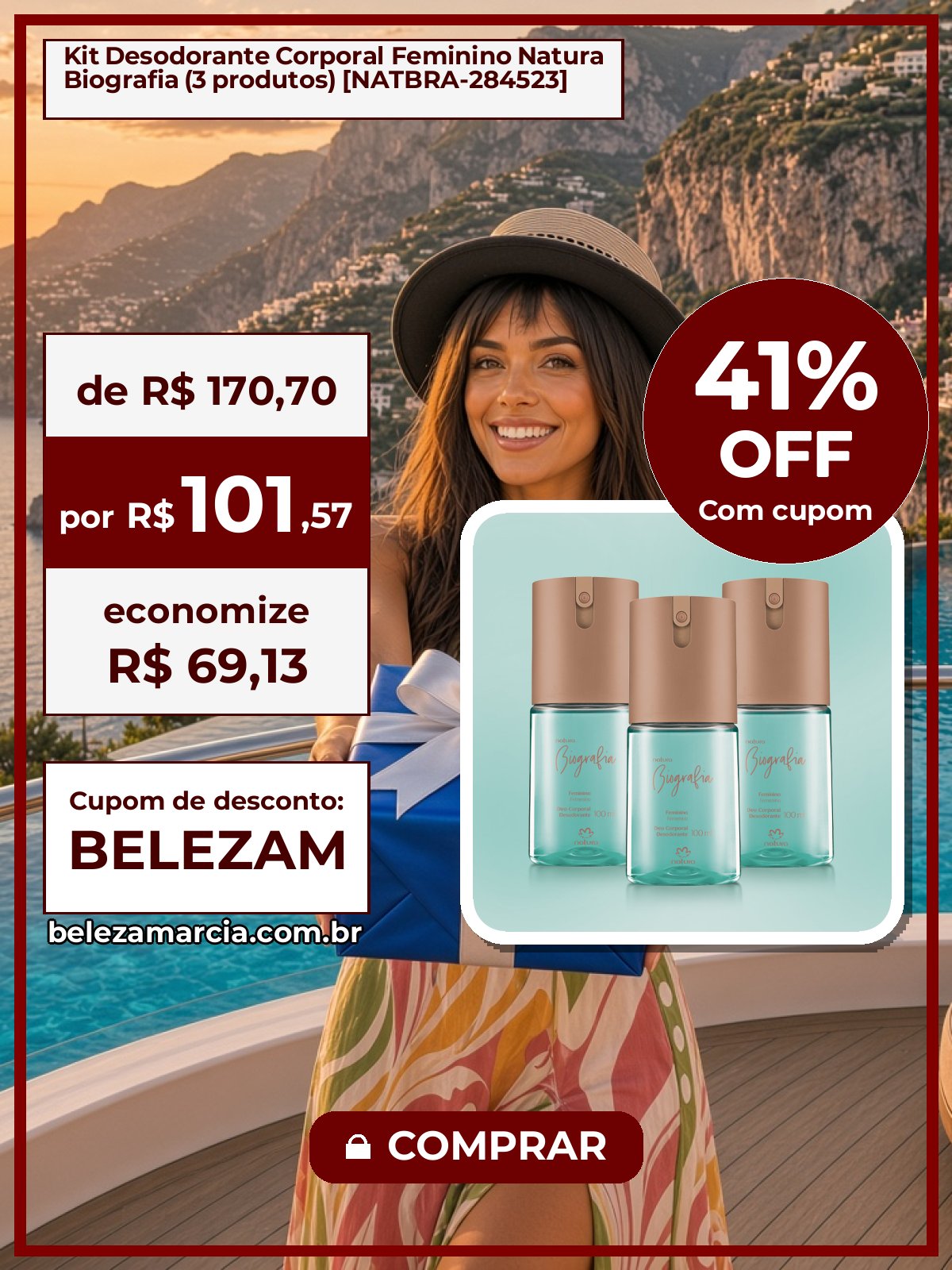 Kit Desodorante Corporal Feminino Natura Biografia (3 produtos) [NATBRA-284523]