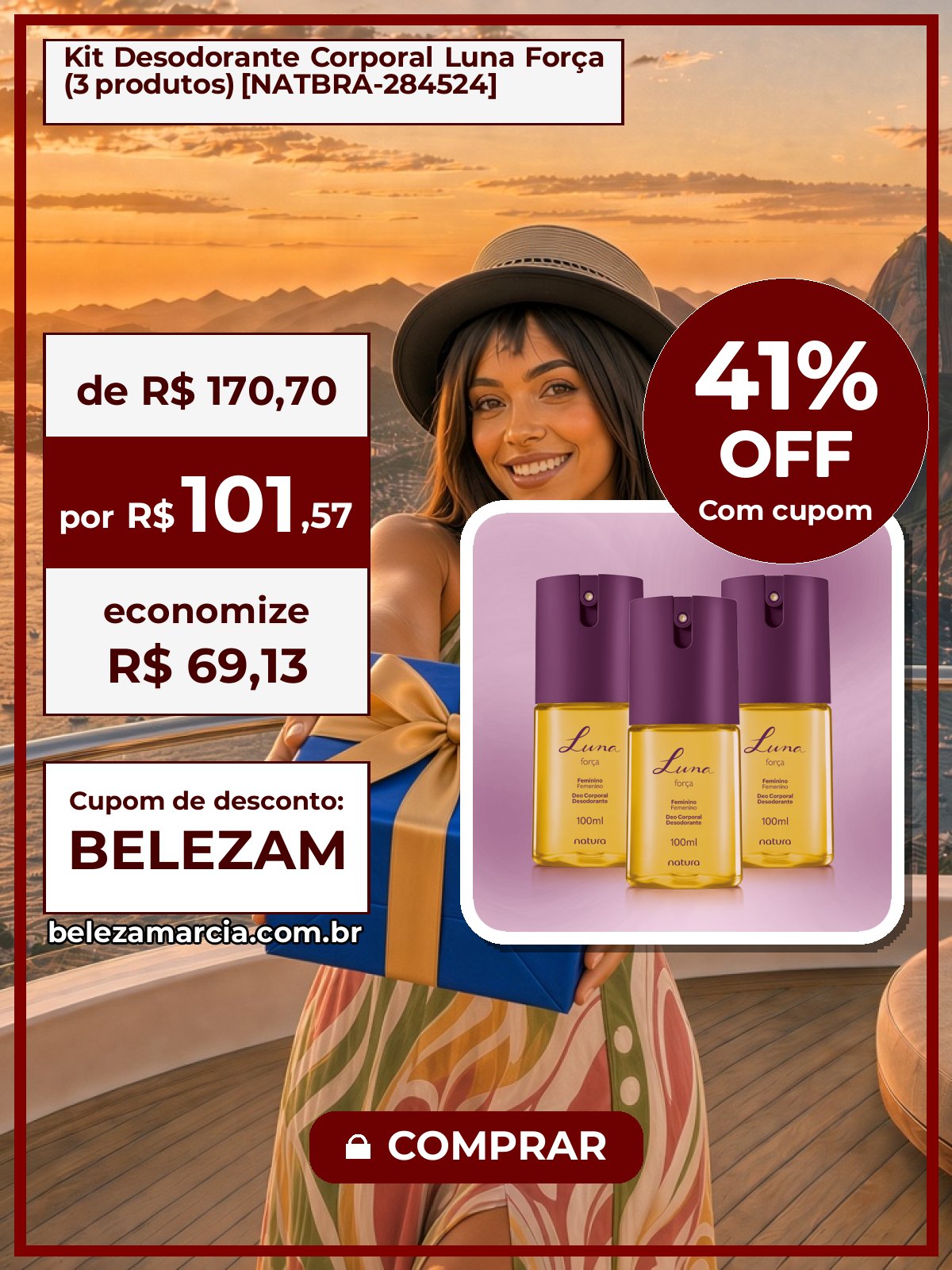 Kit Desodorante Corporal Luna Força (3 produtos) [NATBRA-284524]
