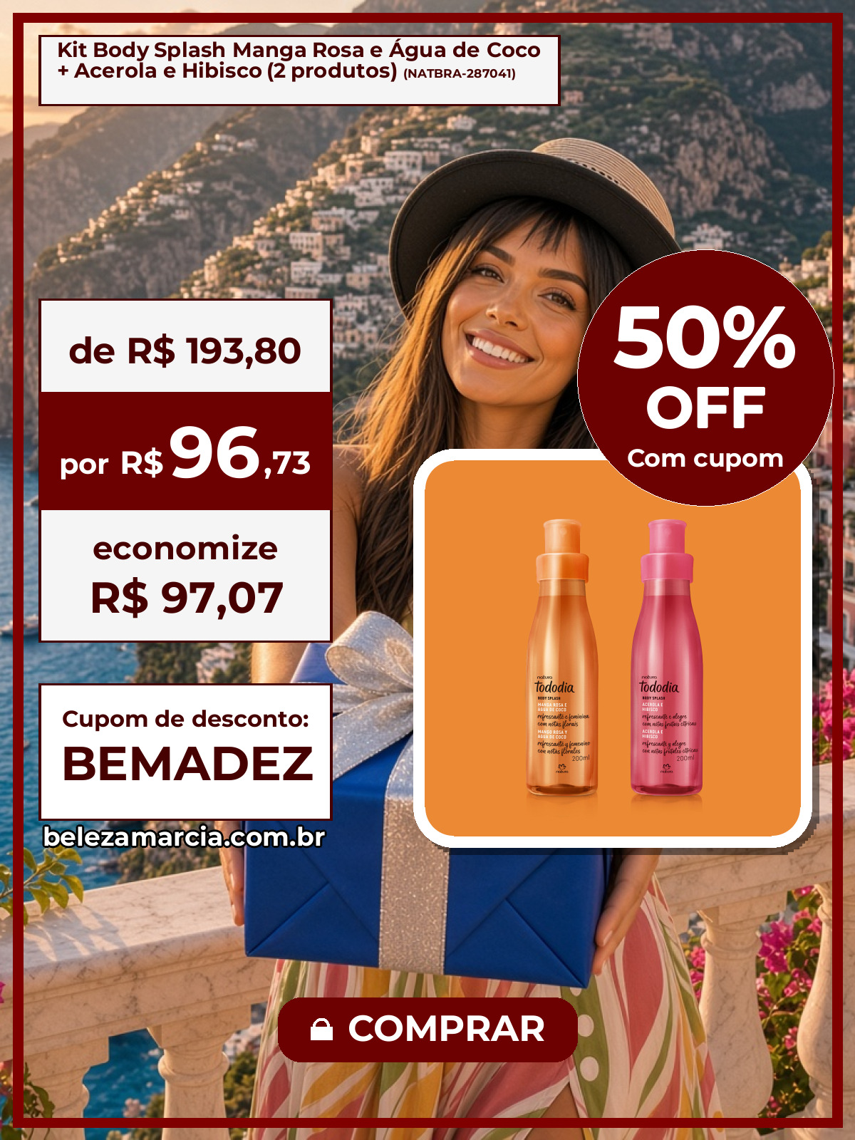 Kit Body Splash Manga Rosa e Água de Coco + Acerola e Hibisco (2 produtos)