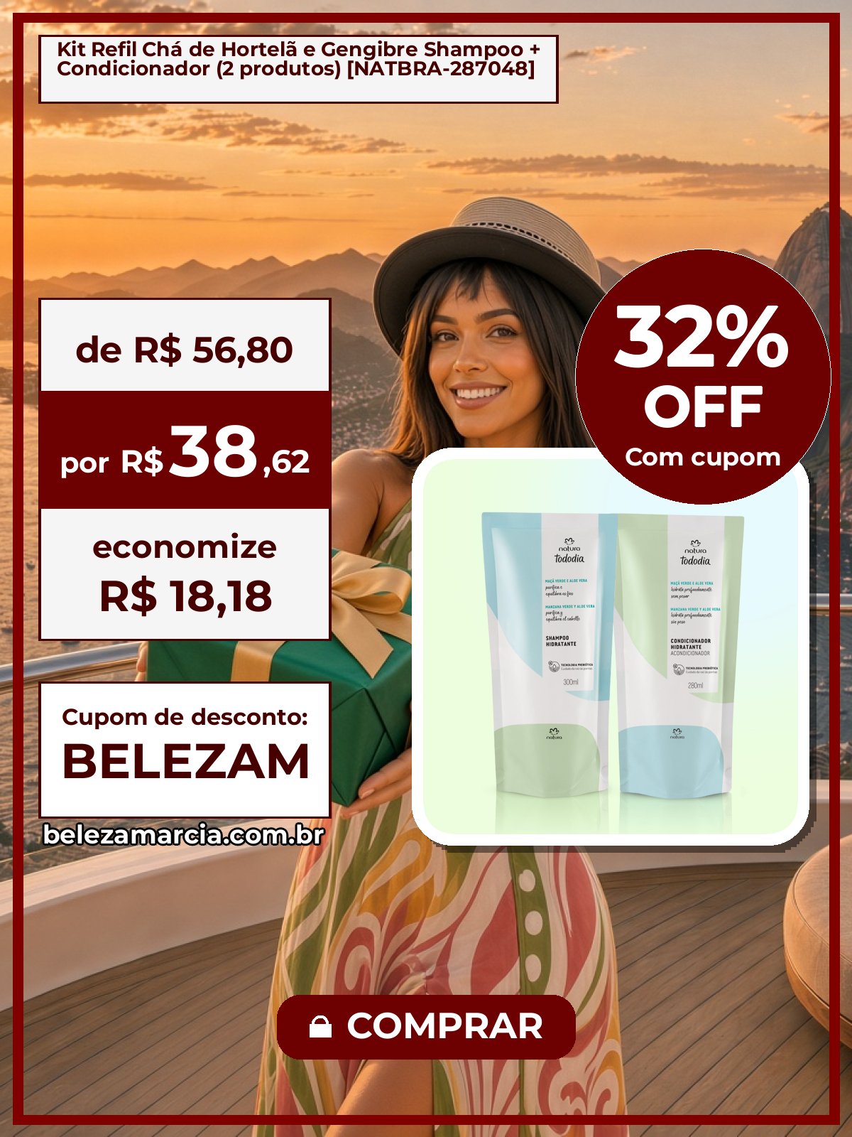 Kit Refil Chá de Hortelã e Gengibre Shampoo + Condicionador (2 produtos) [NATBRA-287048]