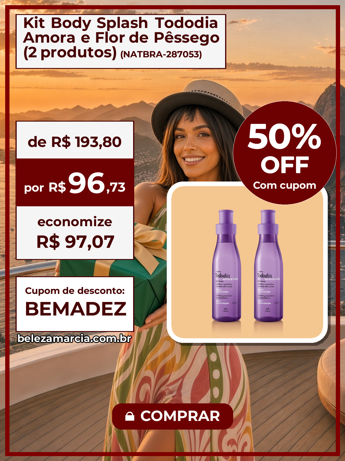 Kit Body Splash Tododia Amora e Flor de Pêssego (2 produtos)