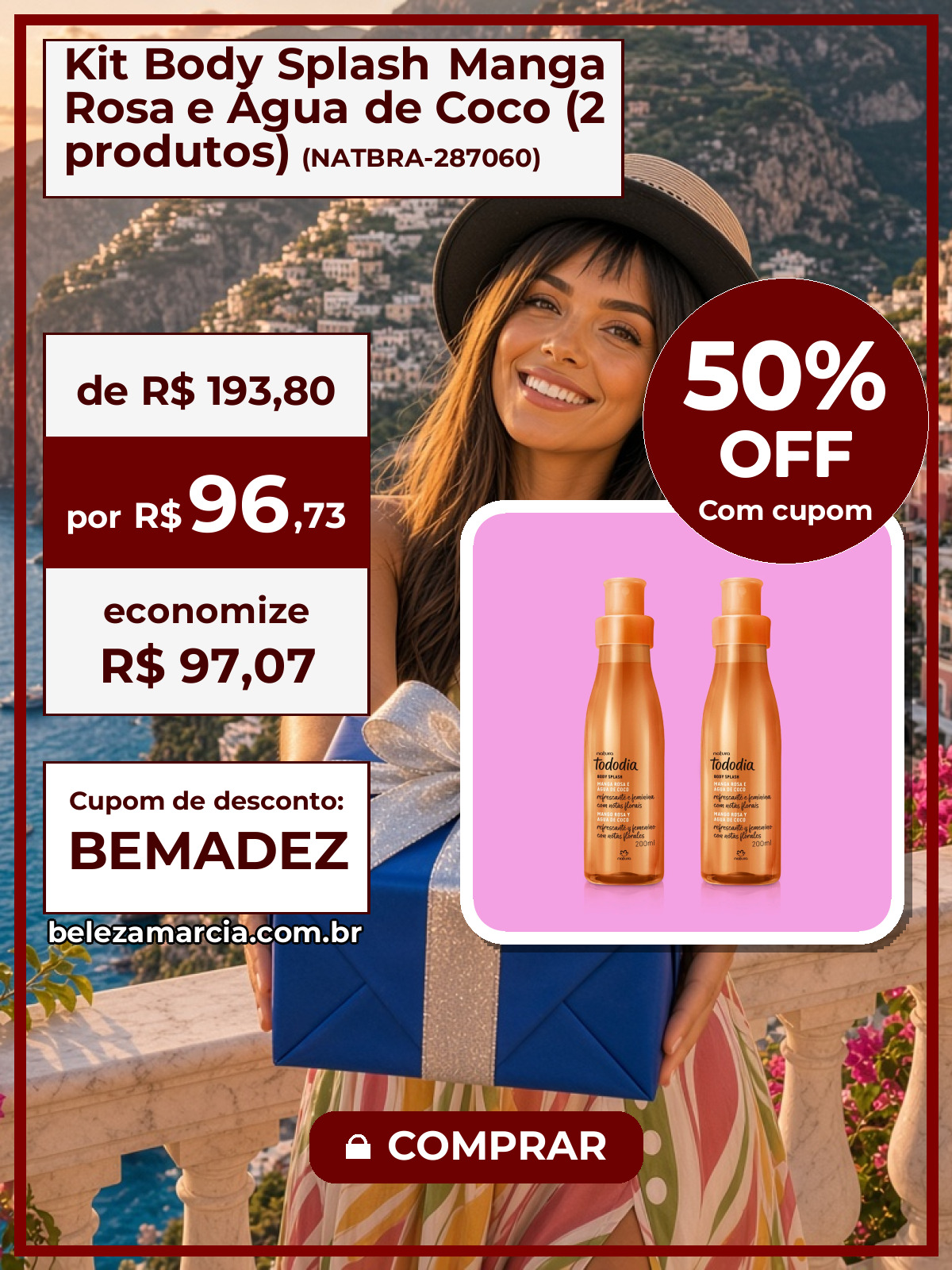 Kit Body Splash Manga Rosa e Água de Coco (2 produtos)