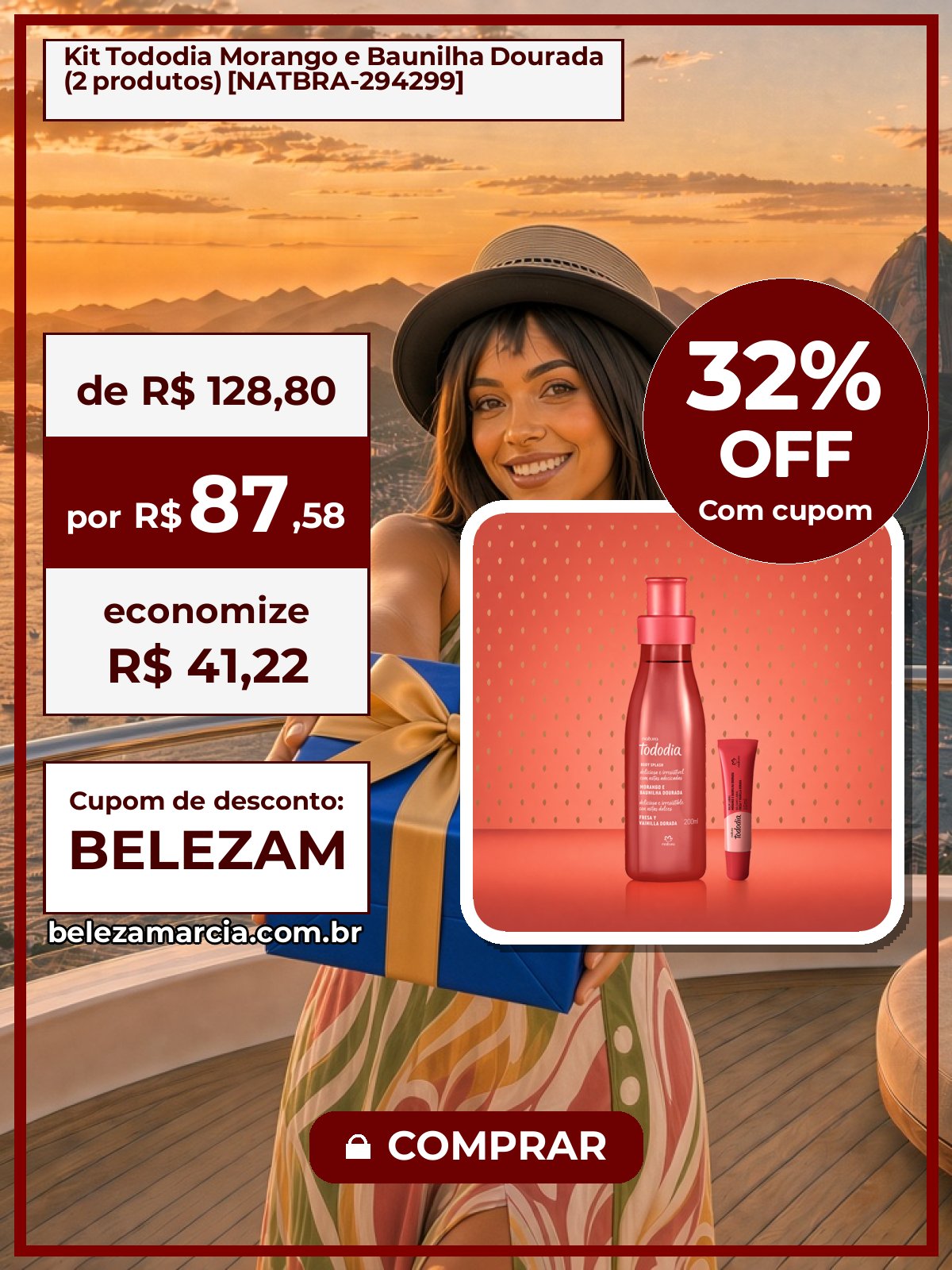 Kit Tododia Morango e Baunilha Dourada (2 produtos) [NATBRA-294299]