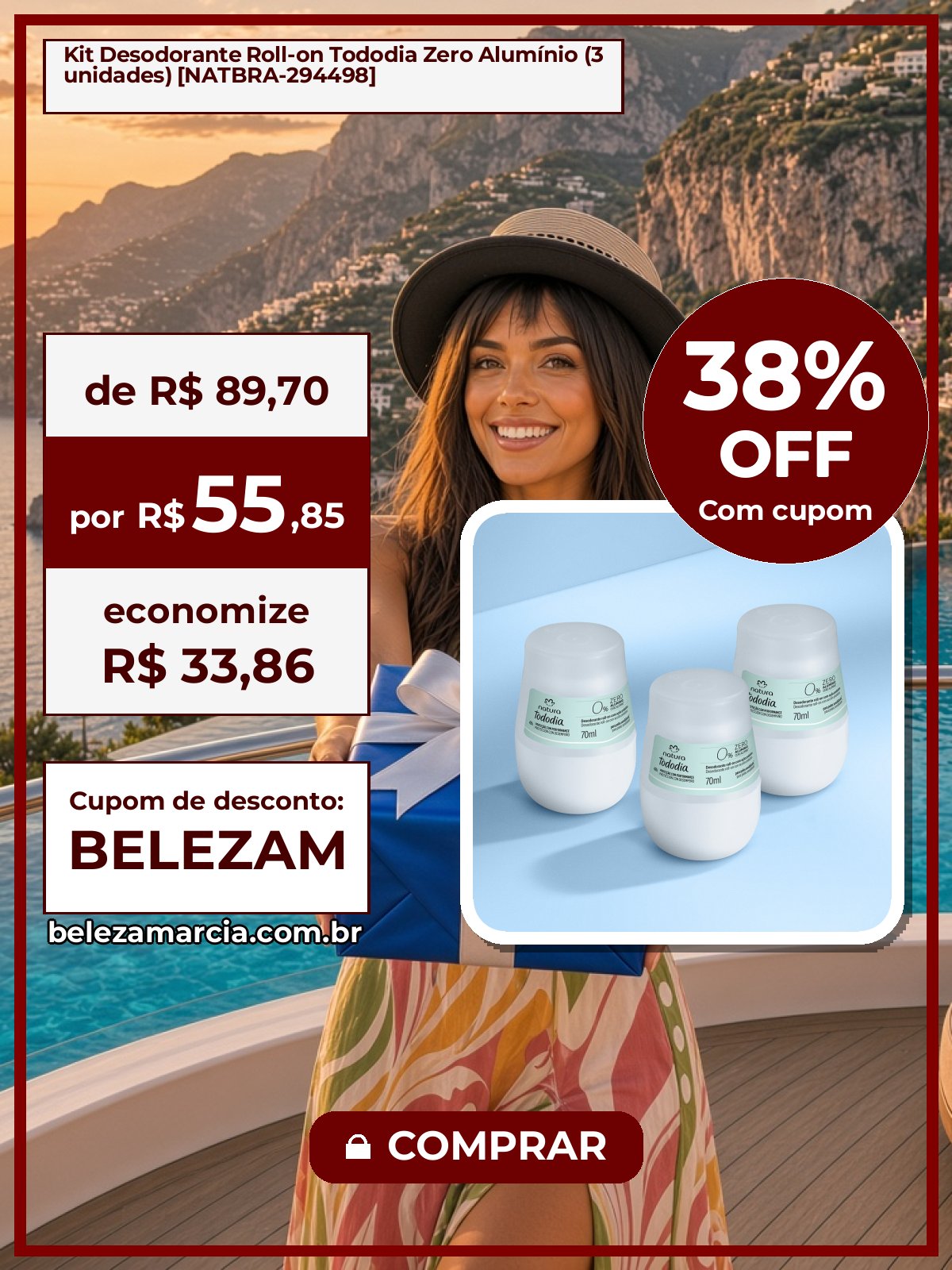 Kit Desodorante Roll-on Tododia Zero Alumínio (3 unidades) [NATBRA-294498]