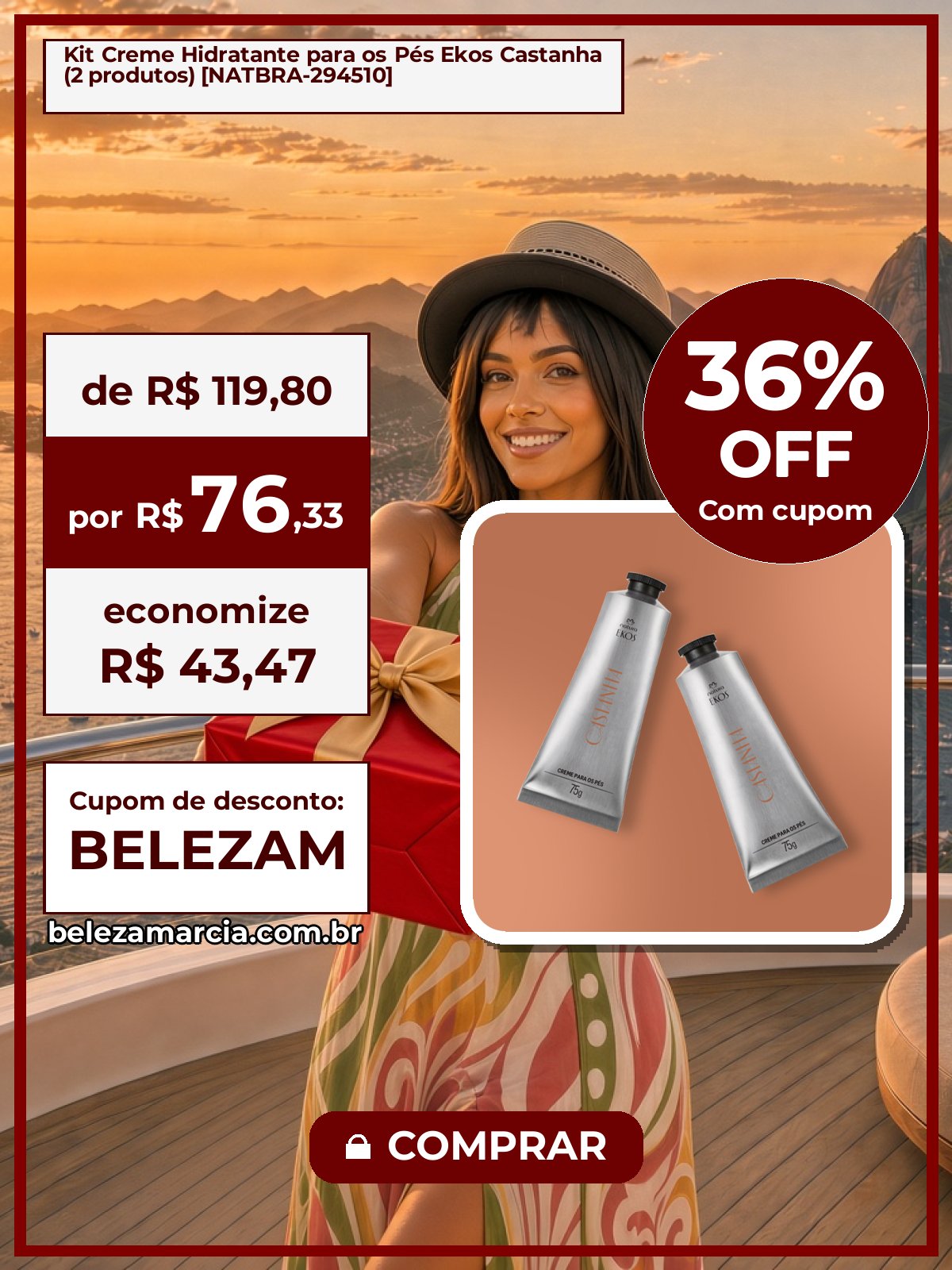 Kit Creme Hidratante para os Pés Ekos Castanha (2 produtos) [NATBRA-294510]