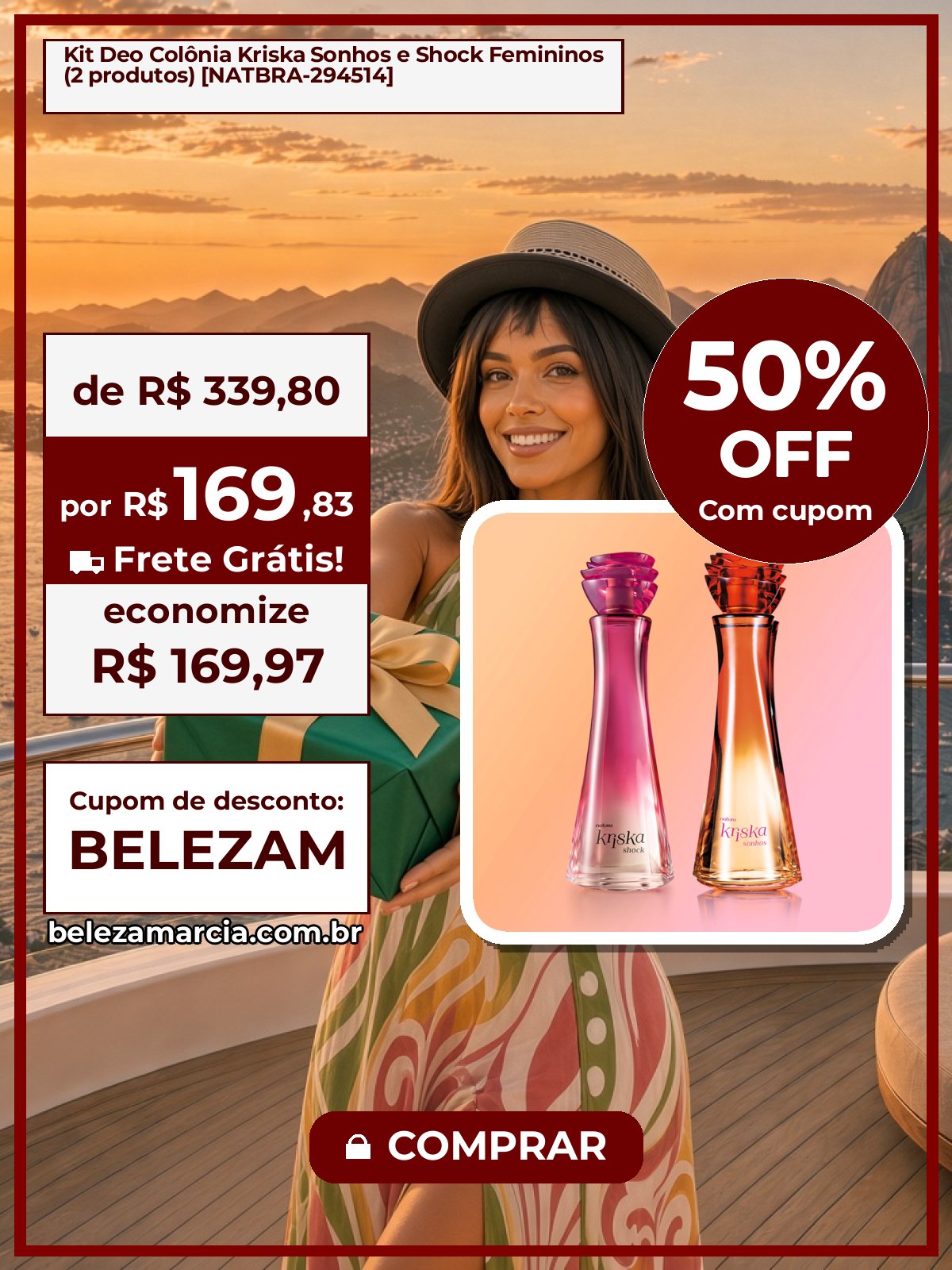 Kit Deo Colônia Kriska Sonhos e Shock Femininos (2 produtos) [NATBRA-294514]