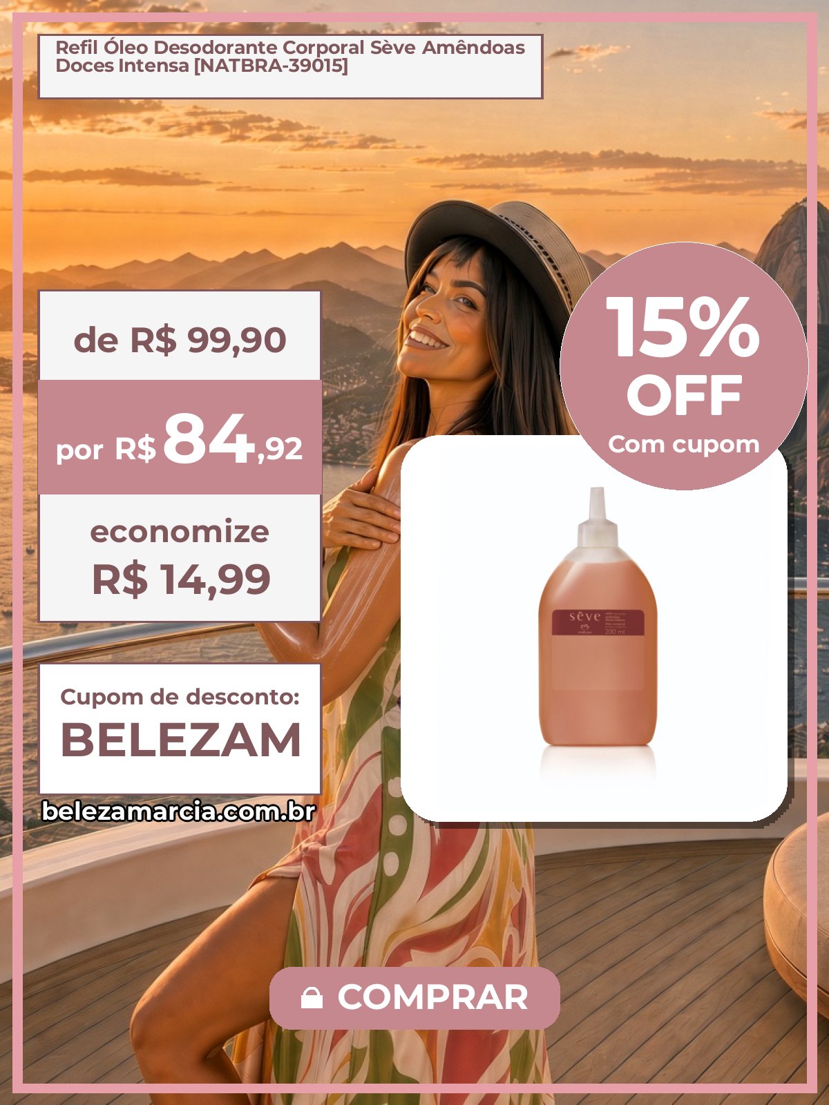 Refil Óleo Desodorante Corporal Sève Amêndoas Doces Intensa [NATBRA-39015]