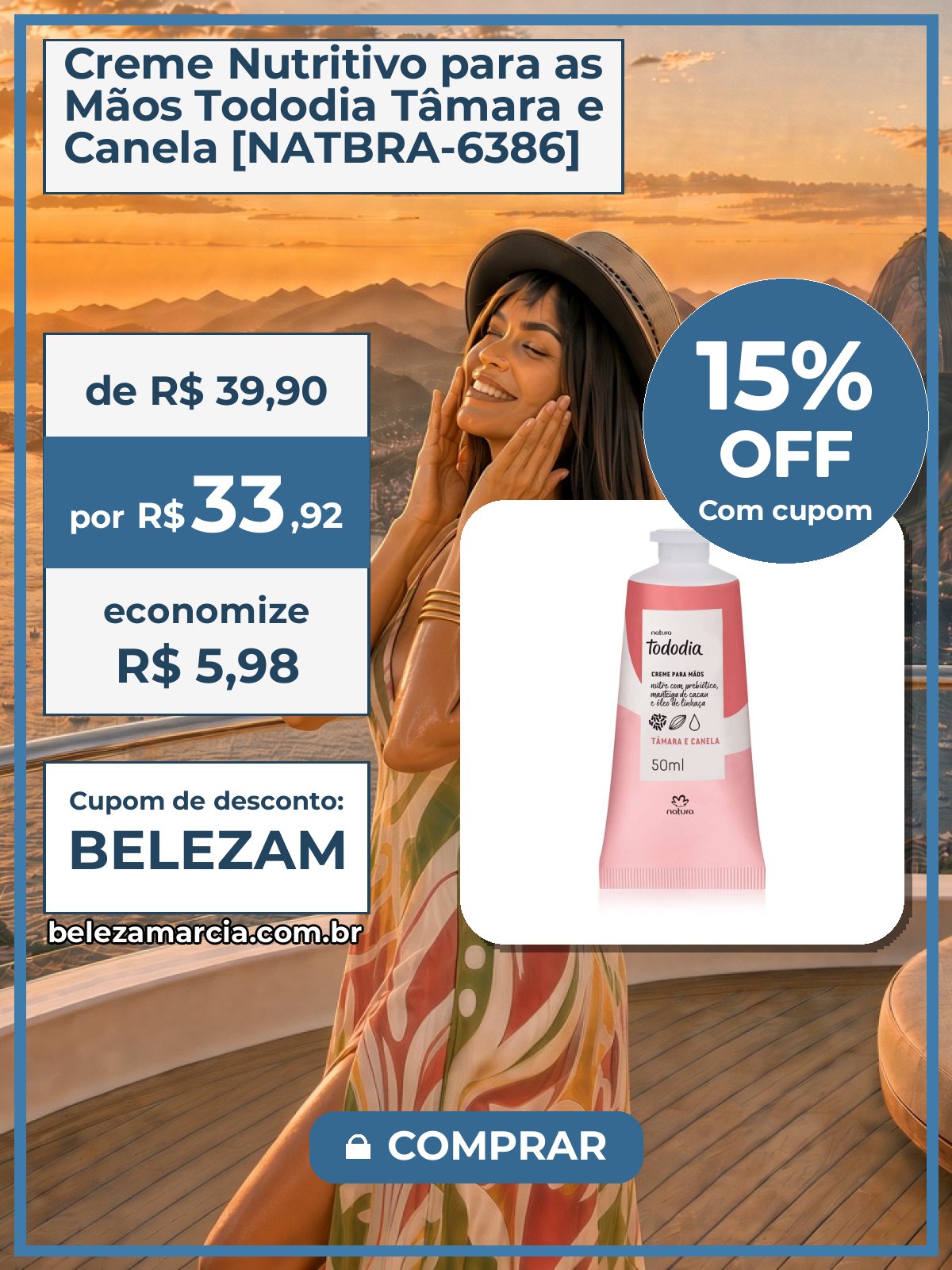 Creme Nutritivo para as Mãos Tododia Tâmara e Canela [NATBRA-6386]