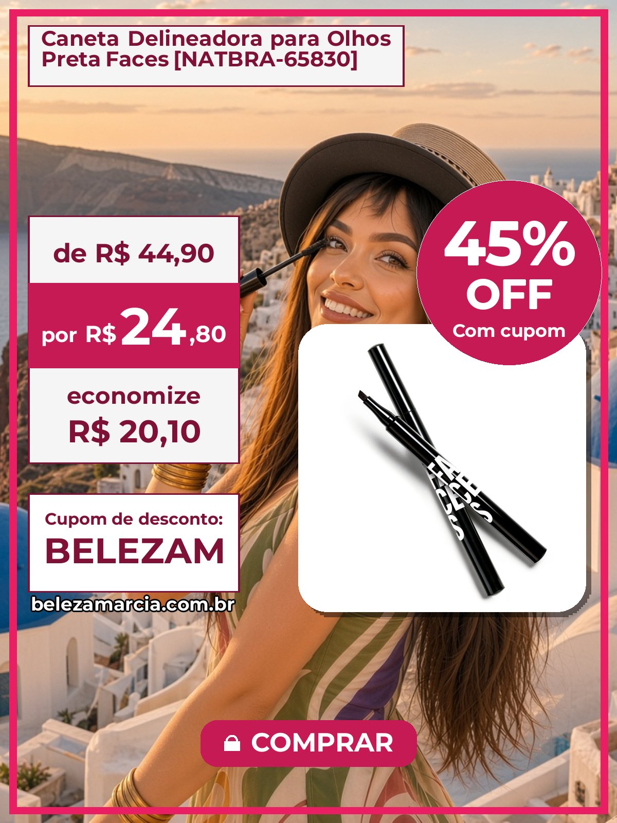 Caneta Delineadora para Olhos Preta Faces [NATBRA-65830]