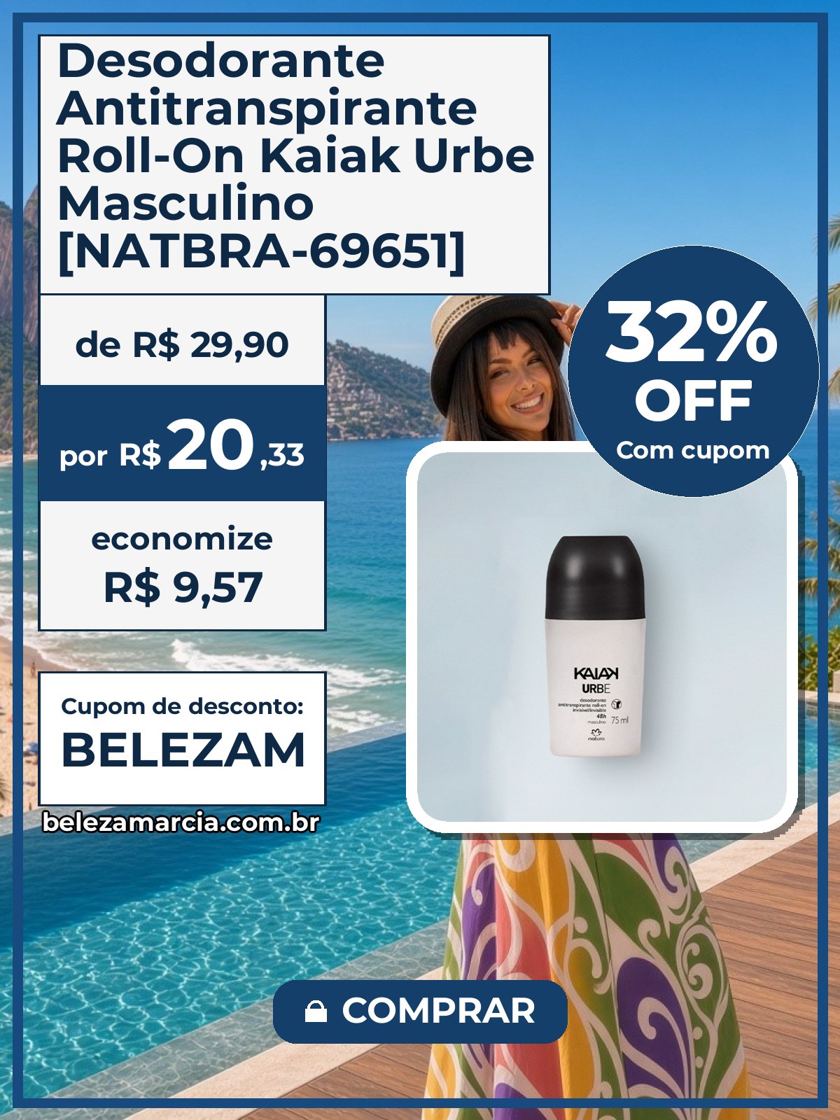 Desodorante Antitranspirante Roll-On Kaiak Urbe Masculino [NATBRA-69651]