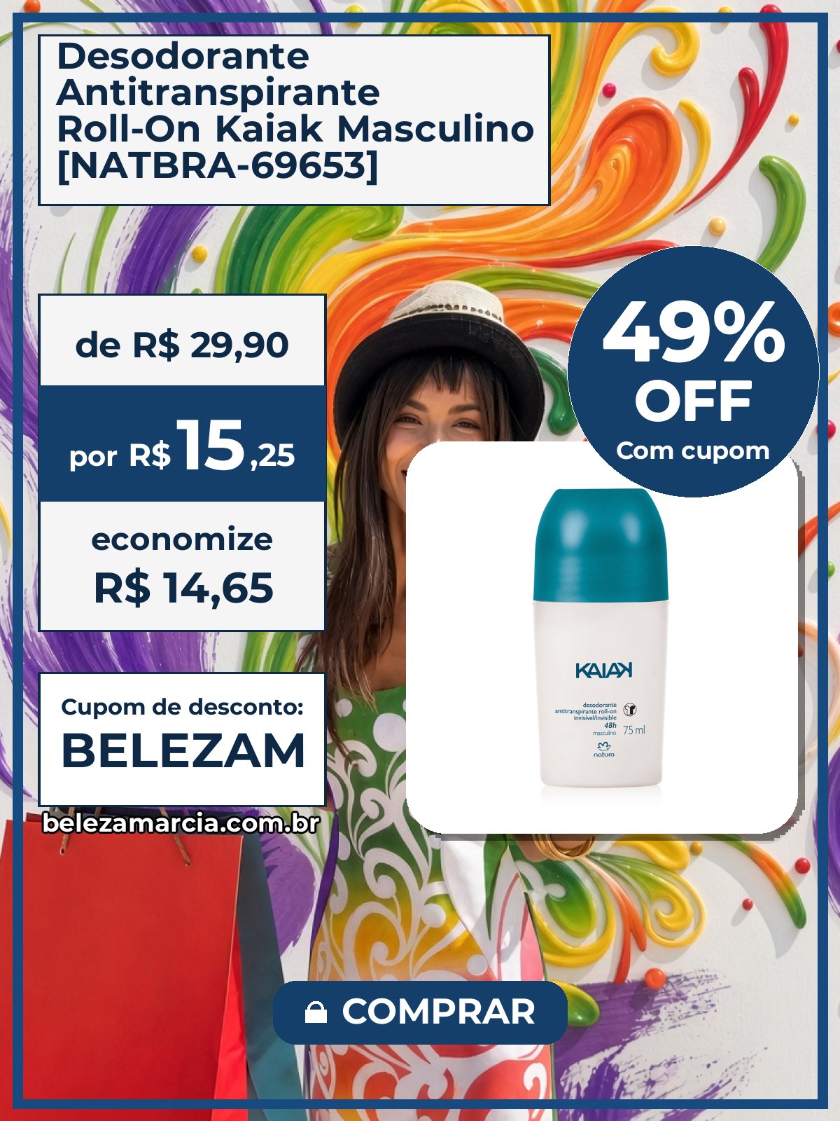Desodorante Antitranspirante Roll-On Kaiak Masculino [NATBRA-69653]
