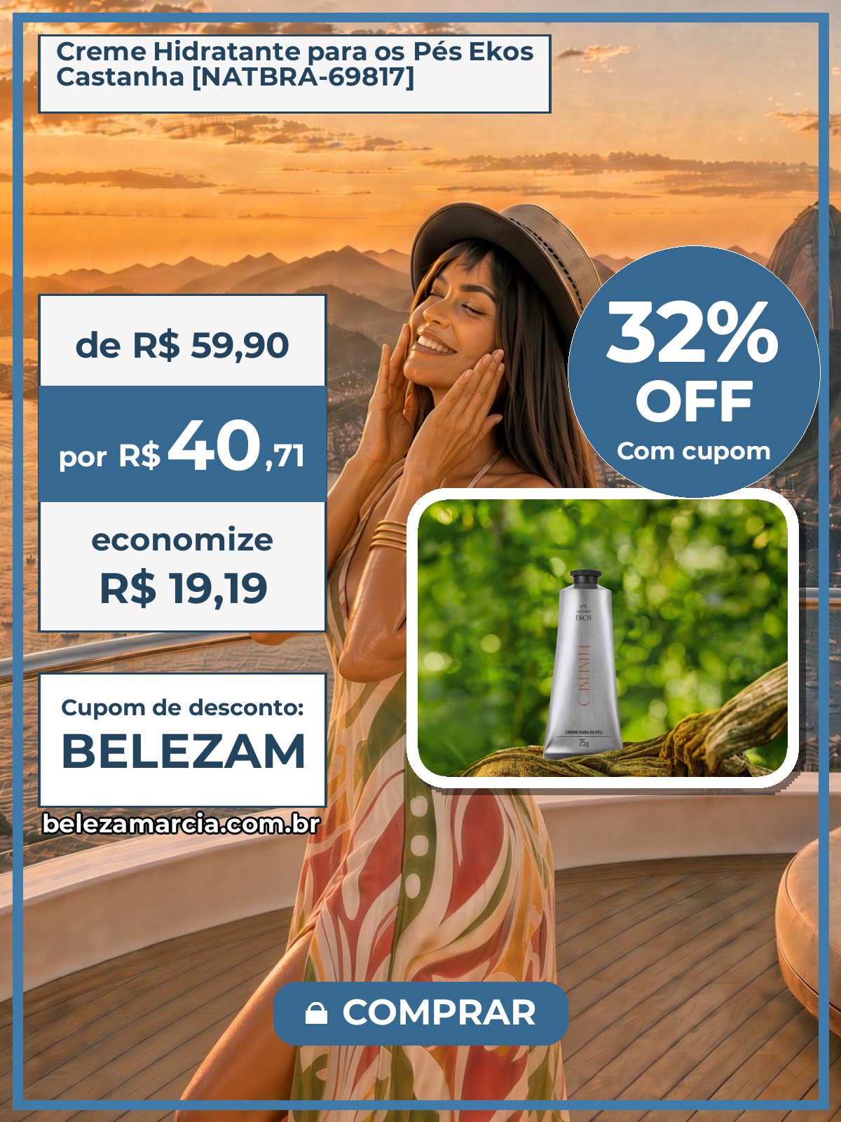 Creme Hidratante para os Pés Ekos Castanha [NATBRA-69817]