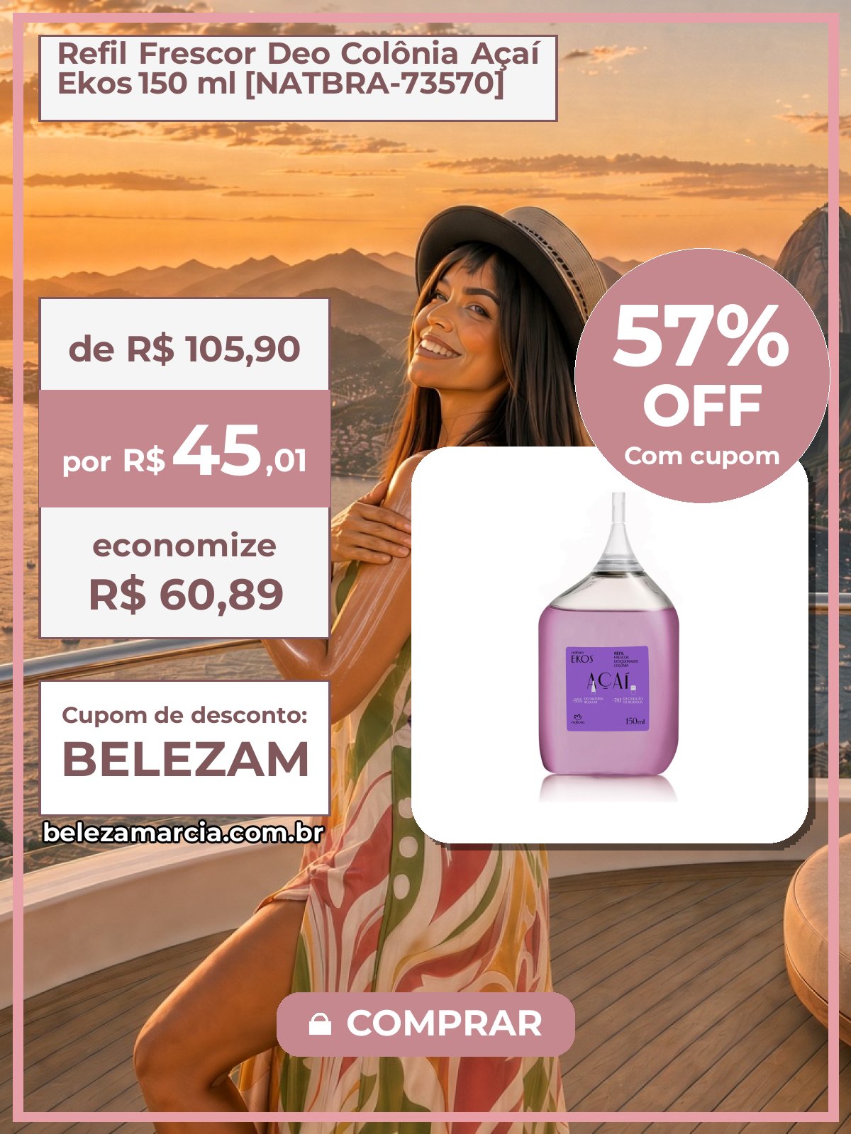 Refil Frescor Deo Colônia Açaí Ekos 150 ml [NATBRA-73570]