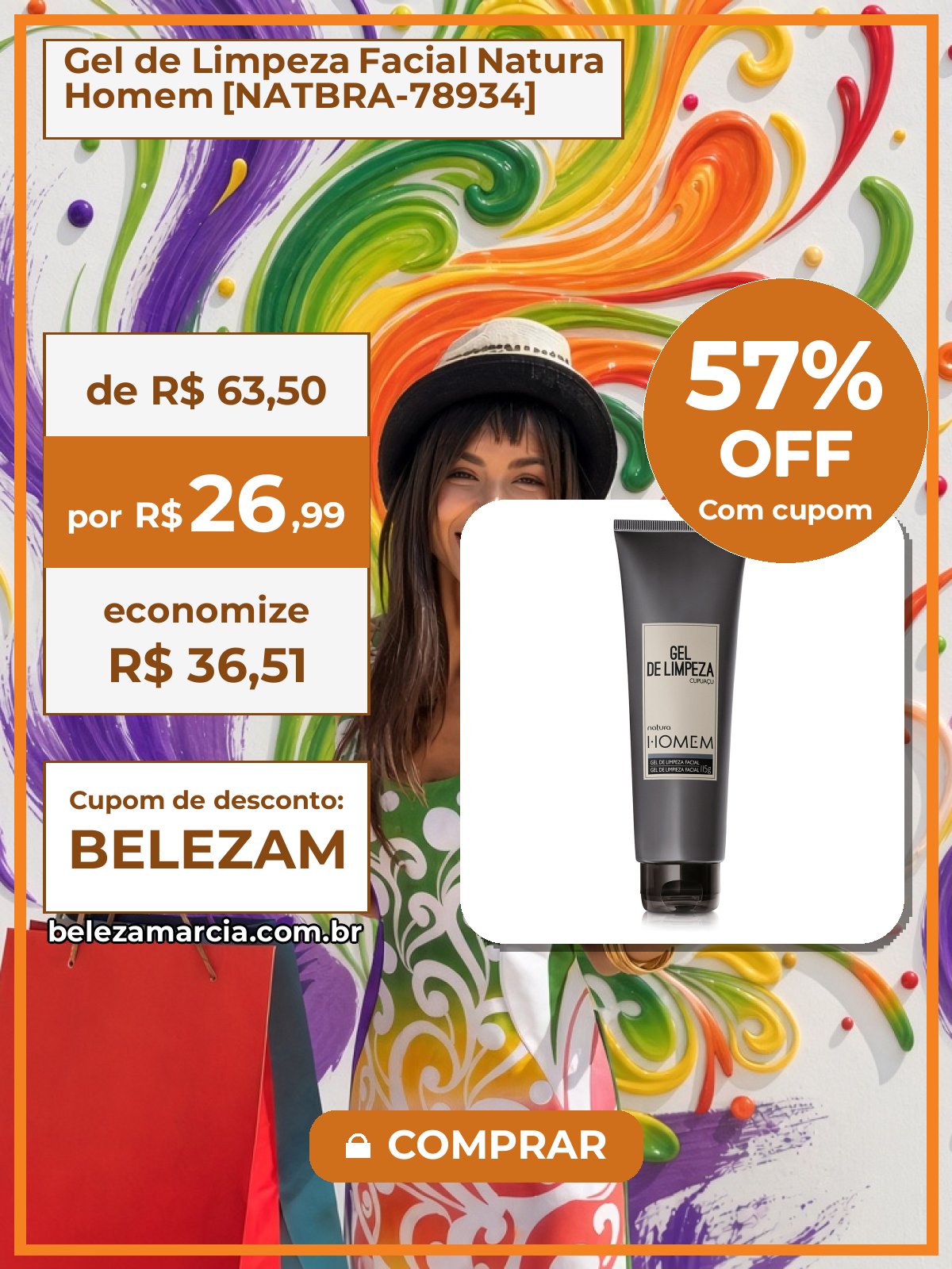 Gel de Limpeza Facial Natura Homem [NATBRA-78934]