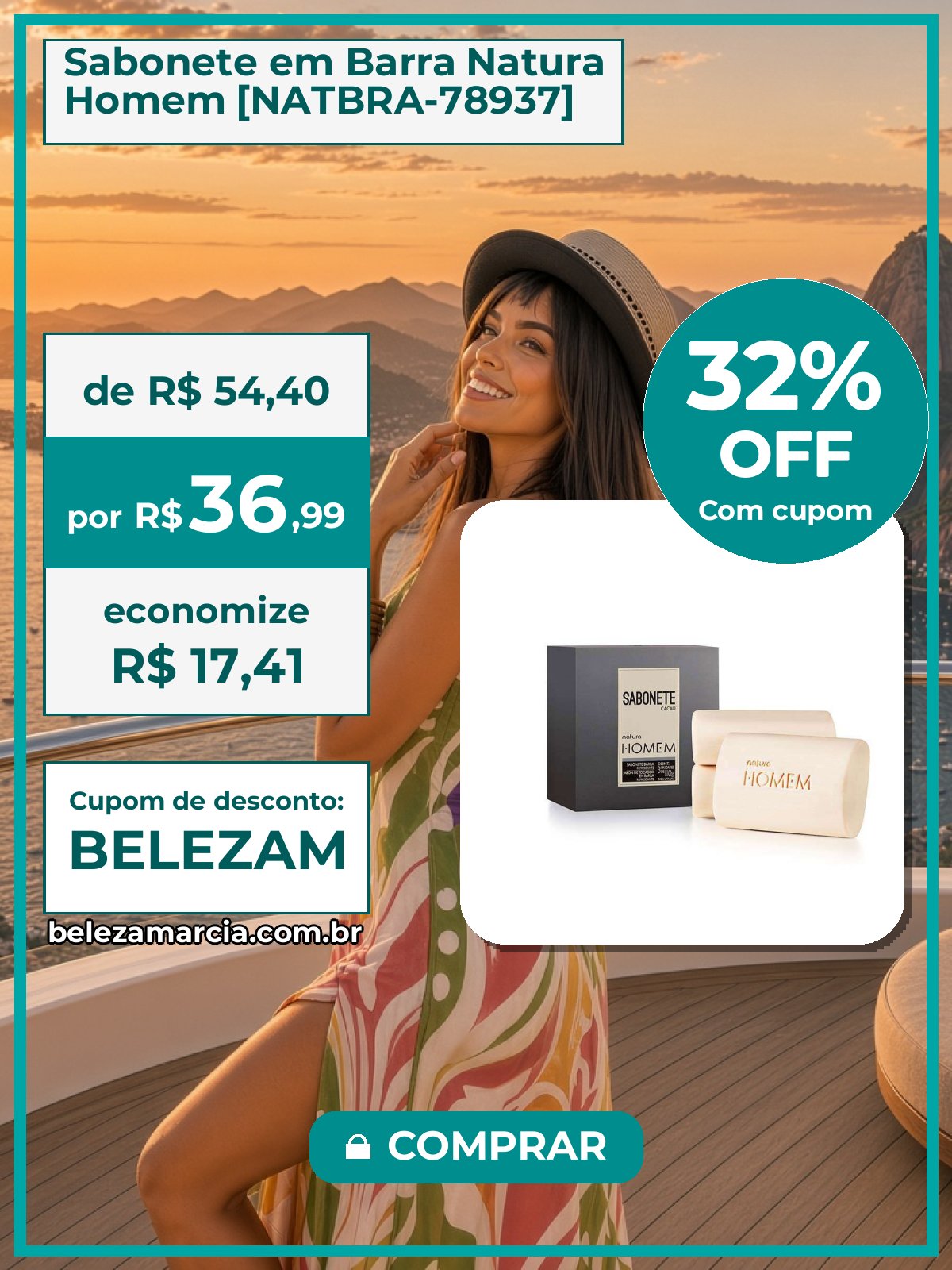 Sabonete em Barra Natura Homem [NATBRA-78937]