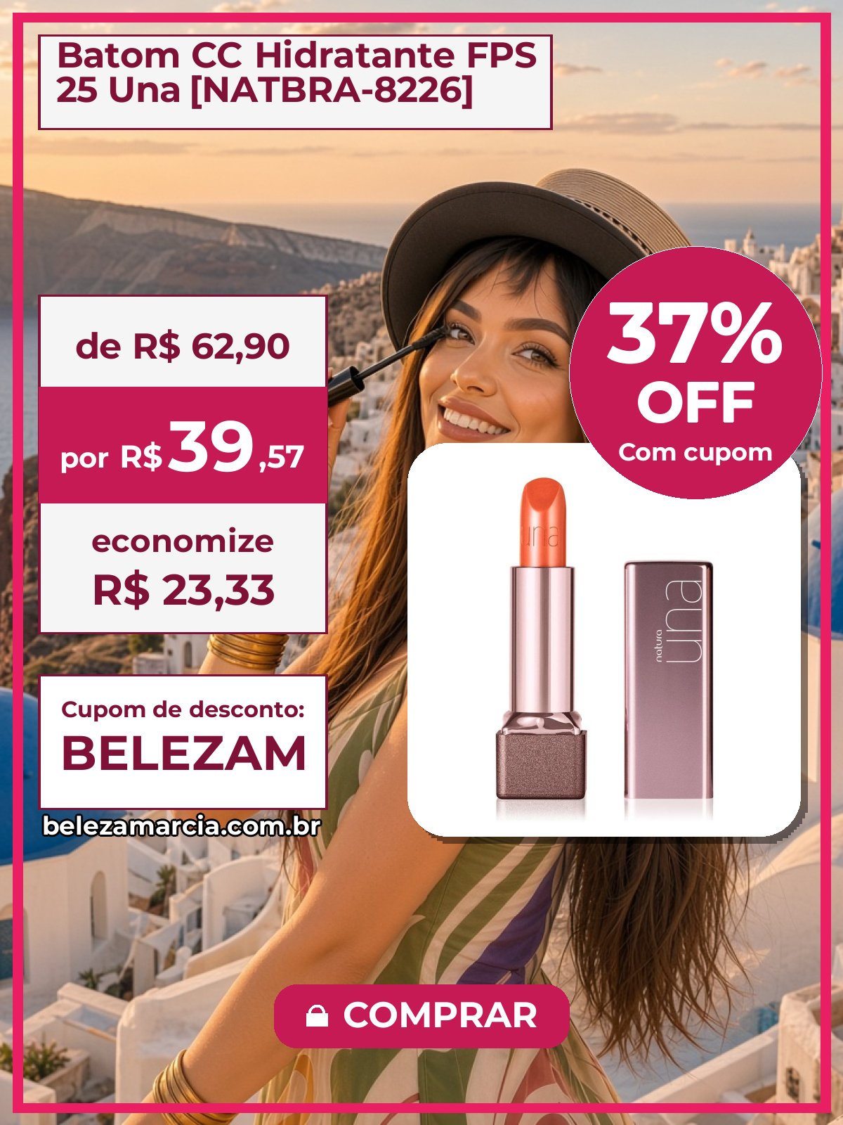Batom CC Hidratante FPS 25 Una [NATBRA-8226]