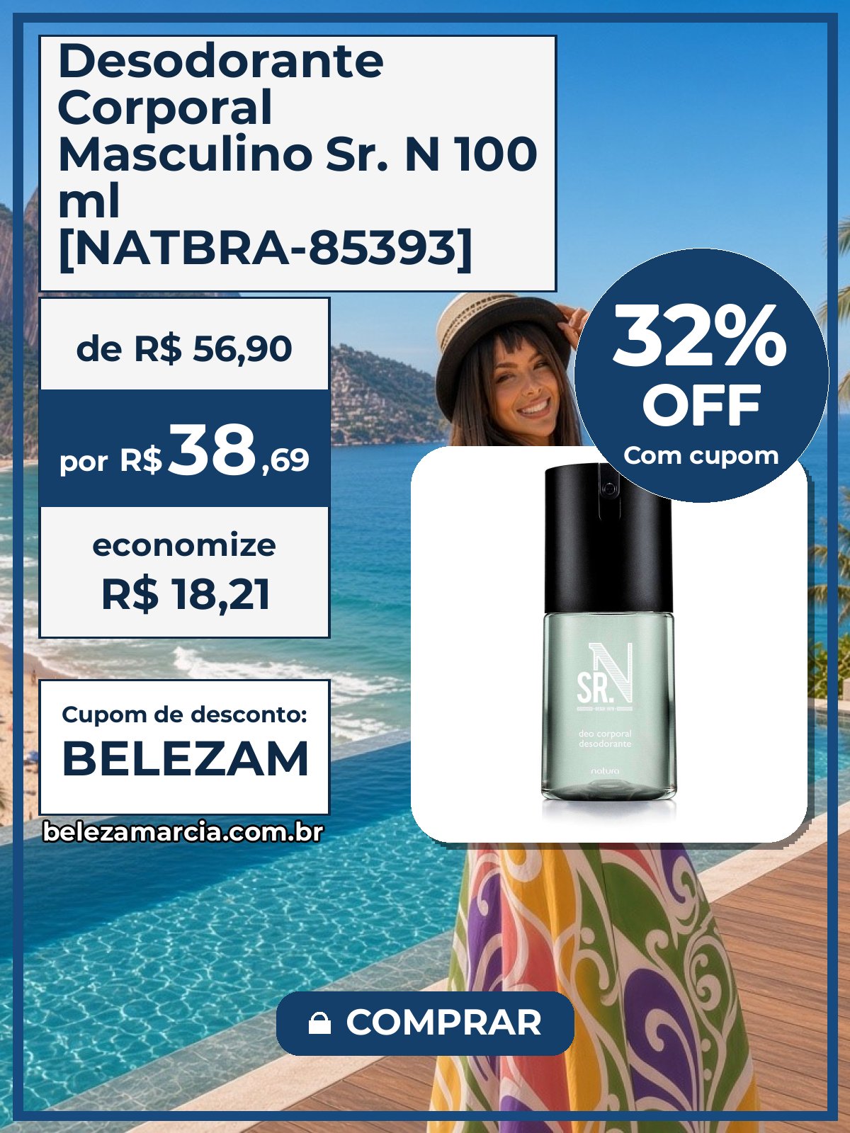 Desodorante Corporal Masculino Sr. N 100 ml [NATBRA-85393]