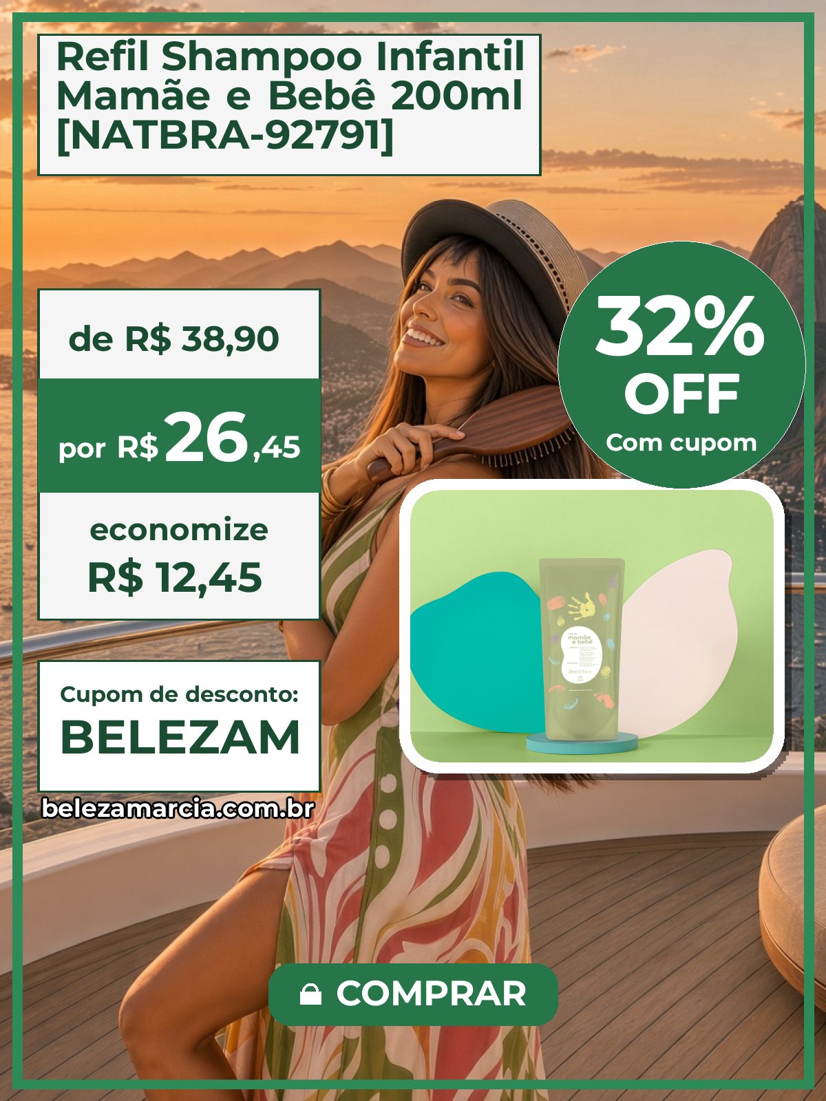 Refil Shampoo Infantil Mamãe e Bebê 200ml [NATBRA-92791]