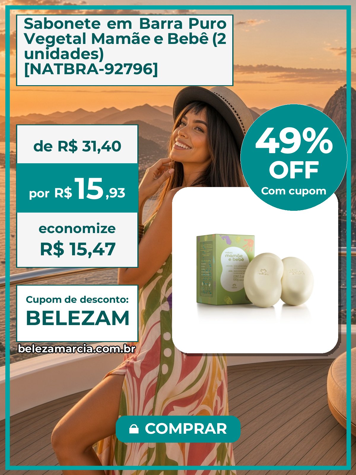 Sabonete em Barra Puro Vegetal Mamãe e Bebê (2 unidades) [NATBRA-92796]