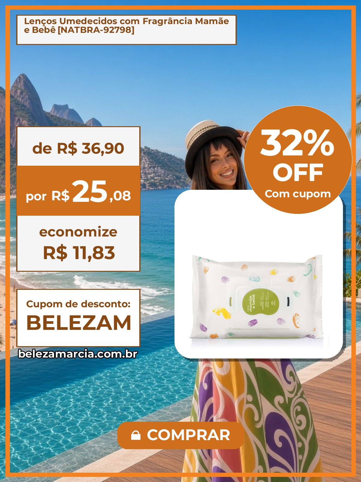Lenços Umedecidos com Fragrância Mamãe e Bebê [NATBRA-92798]