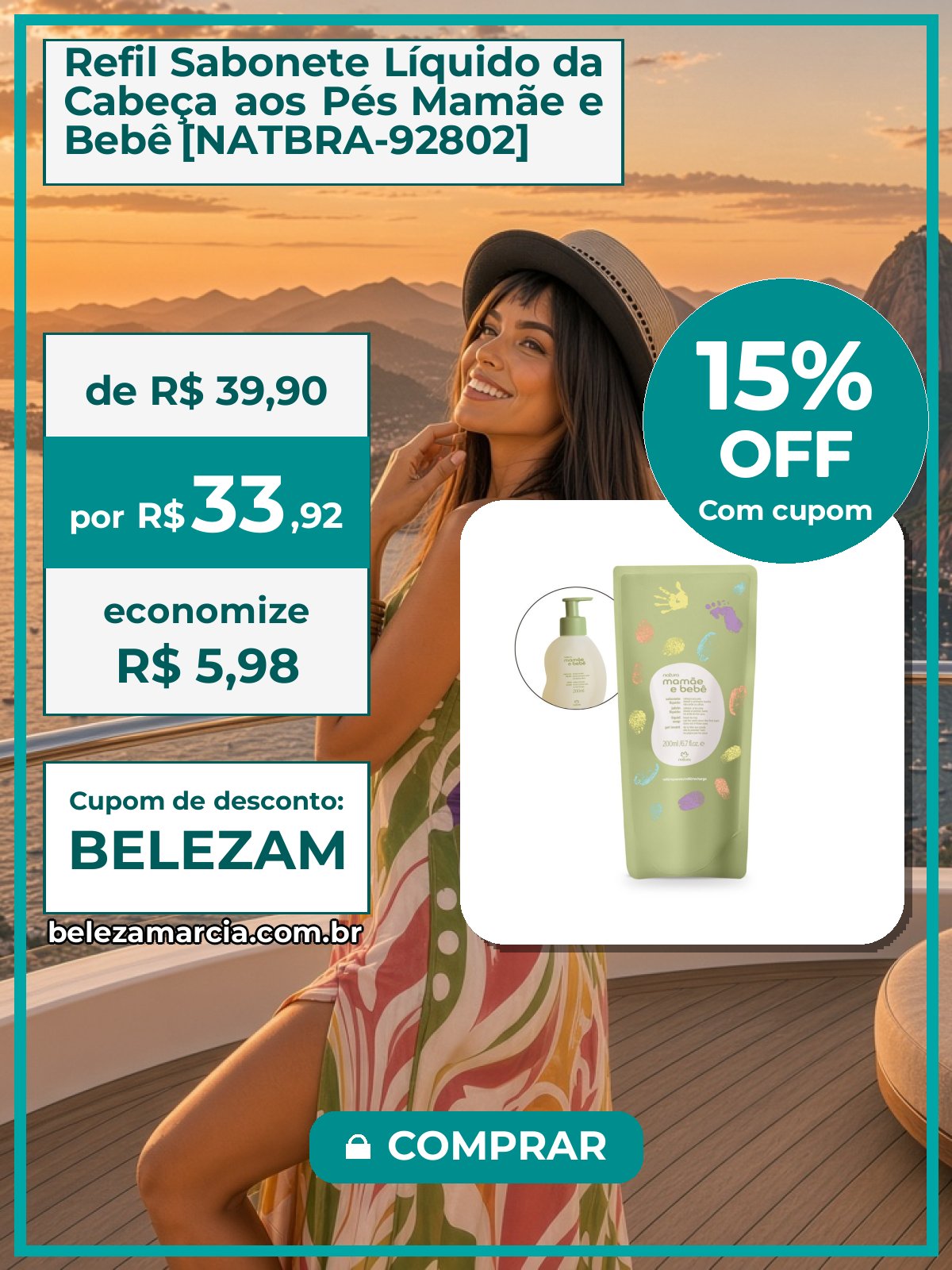 Refil Sabonete Líquido da Cabeça aos Pés Mamãe e Bebê [NATBRA-92802]