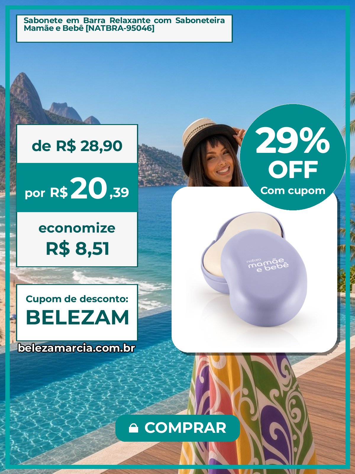 Sabonete em Barra Relaxante com Saboneteira Mamãe e Bebê [NATBRA-95046]