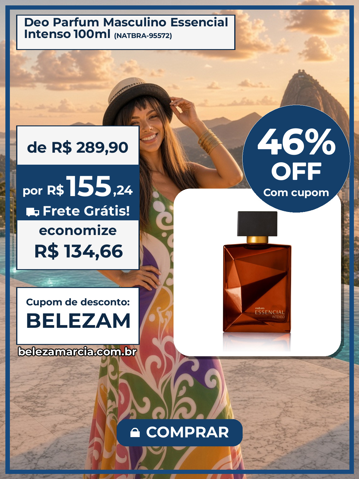 Deo Parfum Masculino Essencial Intenso 100ml